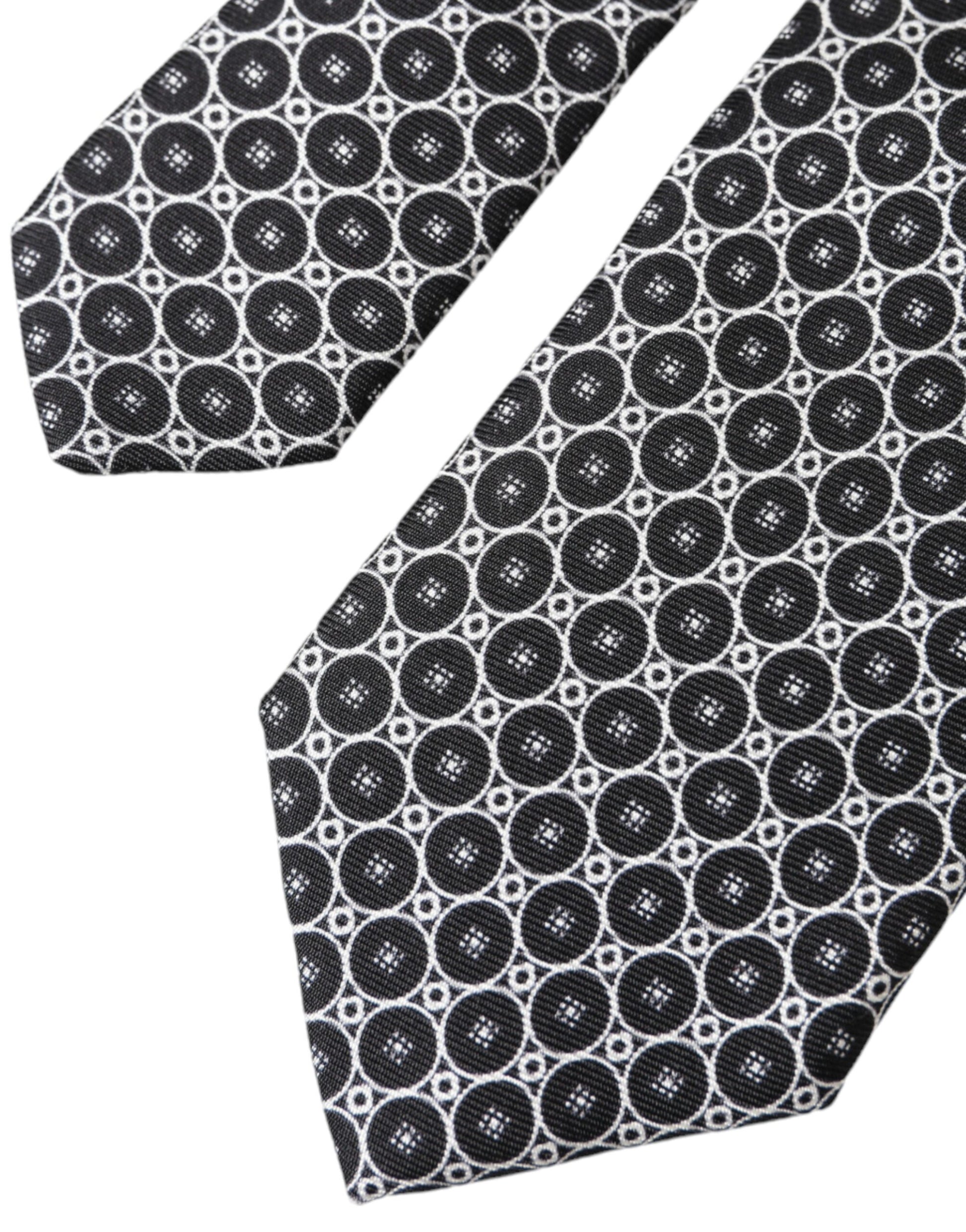 Corbata ajustable de seda con estampado blanco y negro para hombre de Dolce &amp; Gabbana