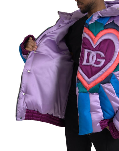 Chaqueta acolchada con capucha y logotipo de corazón multicolor de Dolce &amp; Gabbana