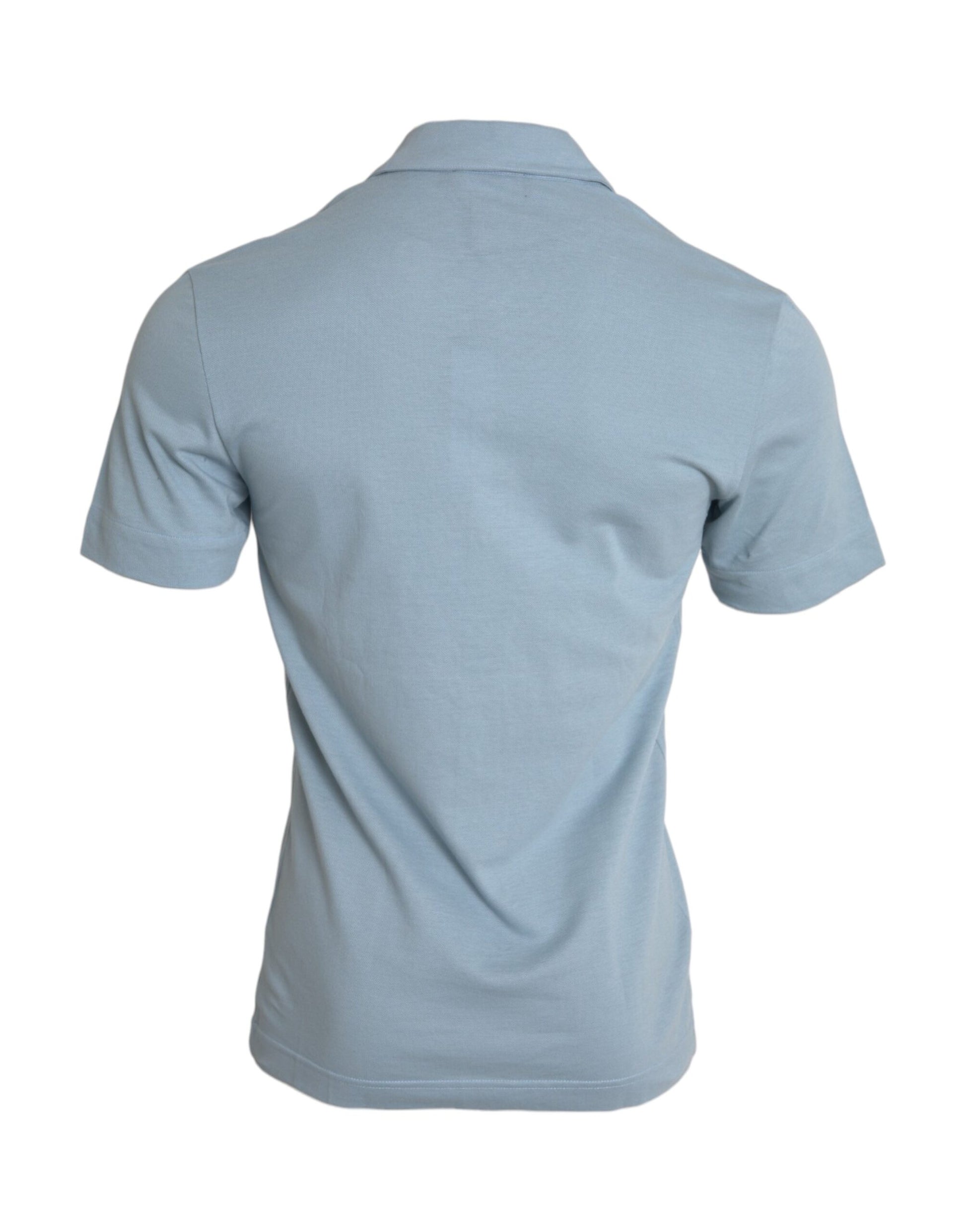 Camiseta polo de algodón con cuello y logotipo azul claro de Dolce &amp; Gabbana