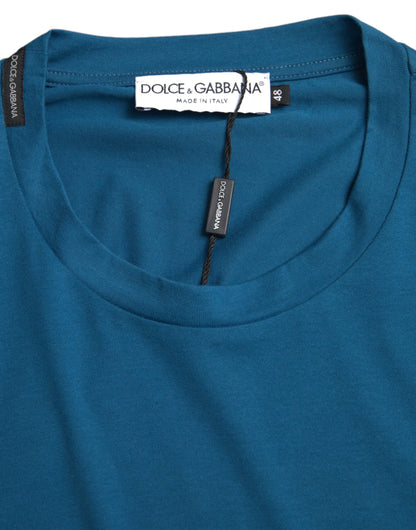 Camiseta de manga corta con cuello redondo y logotipo azul de Dolce &amp; Gabbana