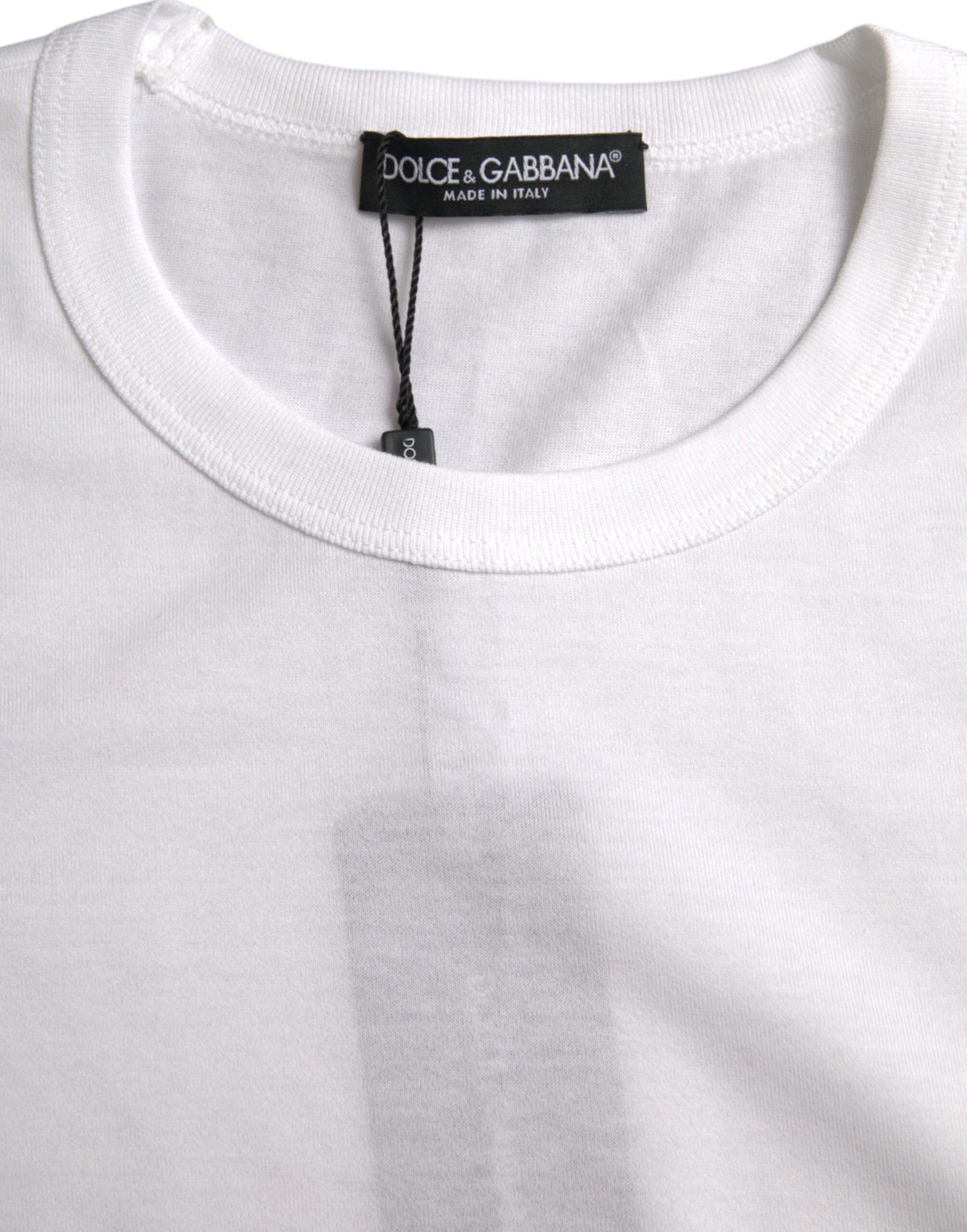 Dolce & Gabbana White Cotton Round Neck Short Sleeve T-shirt