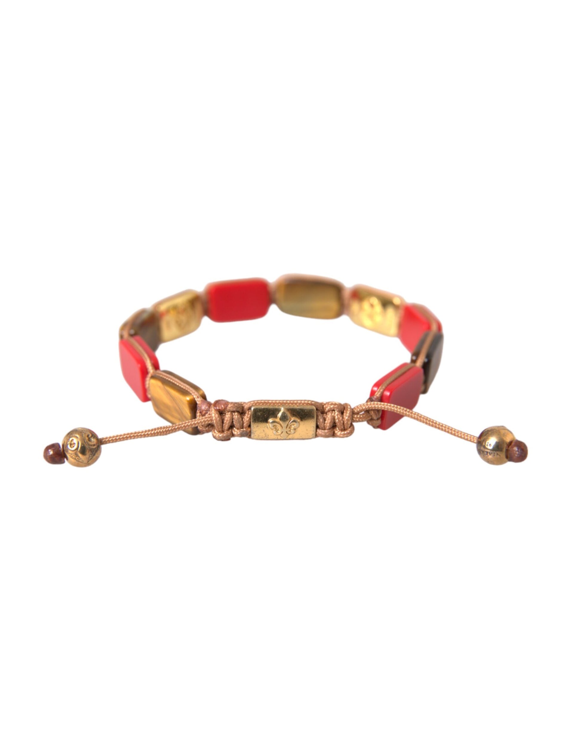 Pulsera Nialaya CZ de ojo de tigre y coral rojo en plata 925 para hombre