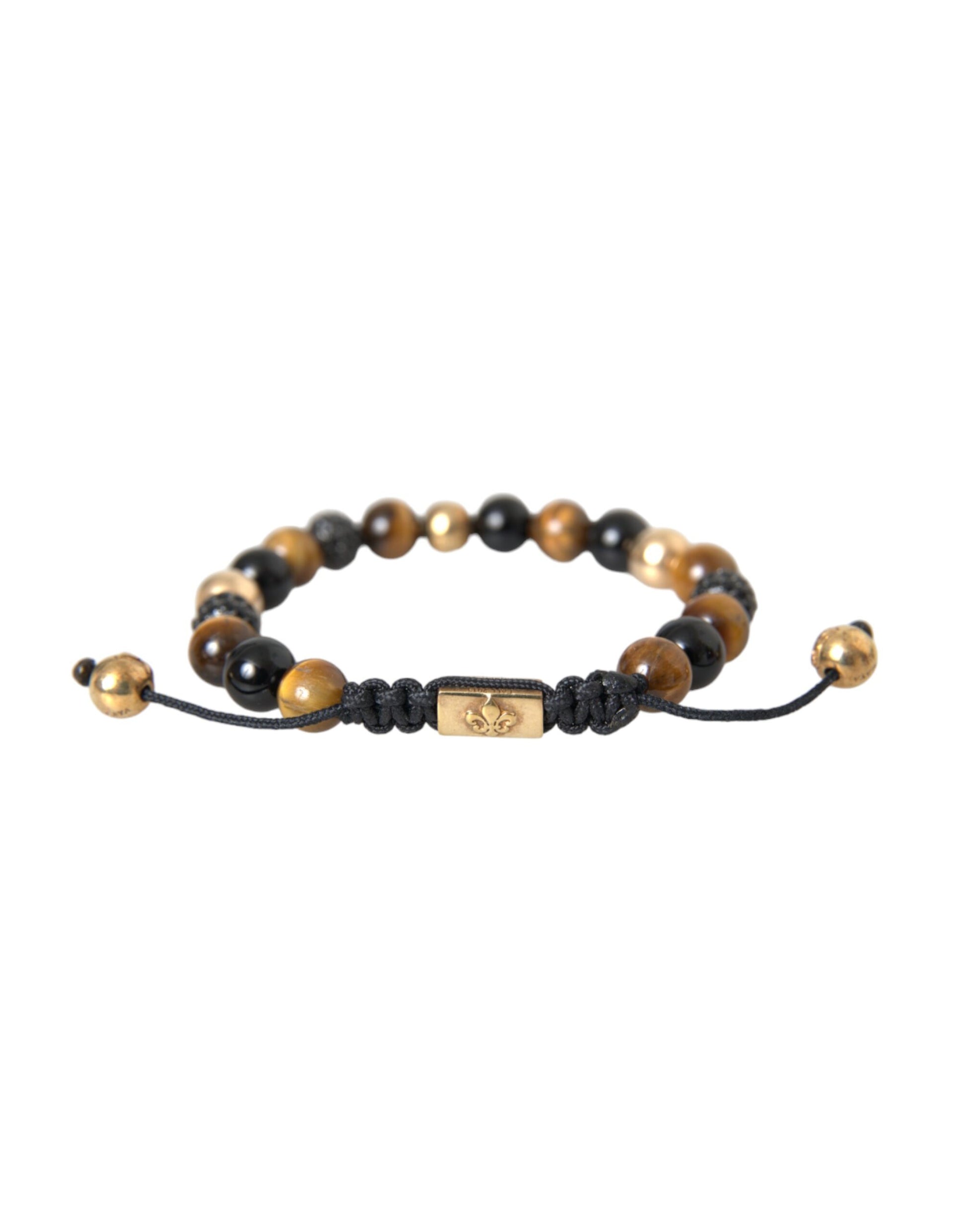 Pulsera de cobre con cuentas de piedra de ojo de tigre y bola de circonita cúbica Nialaya para hombre