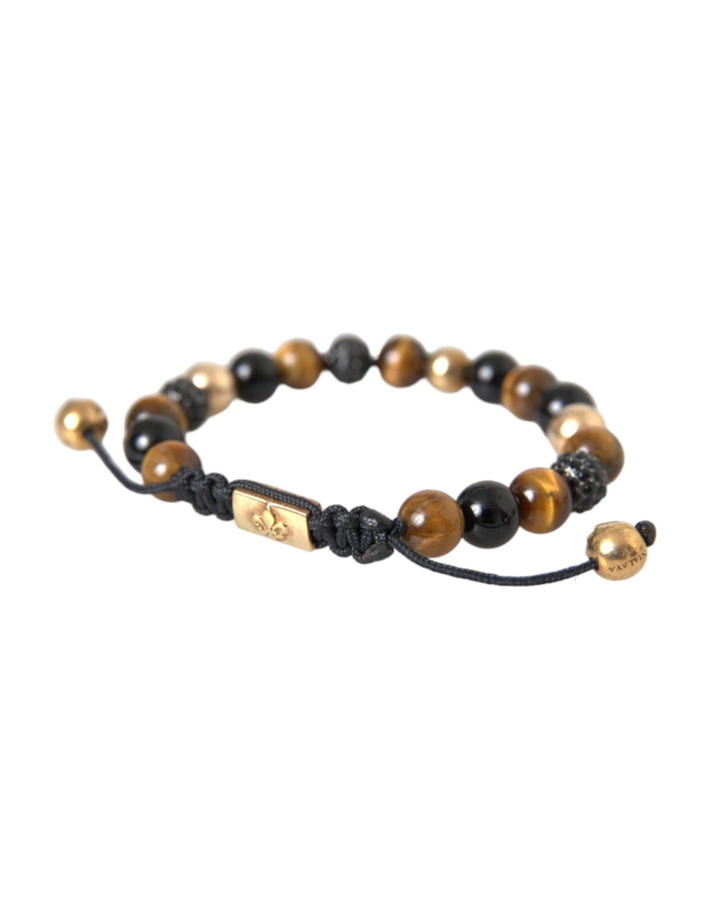 Pulsera de cobre con cuentas de piedra de ojo de tigre y bola de circonita cúbica Nialaya para hombre