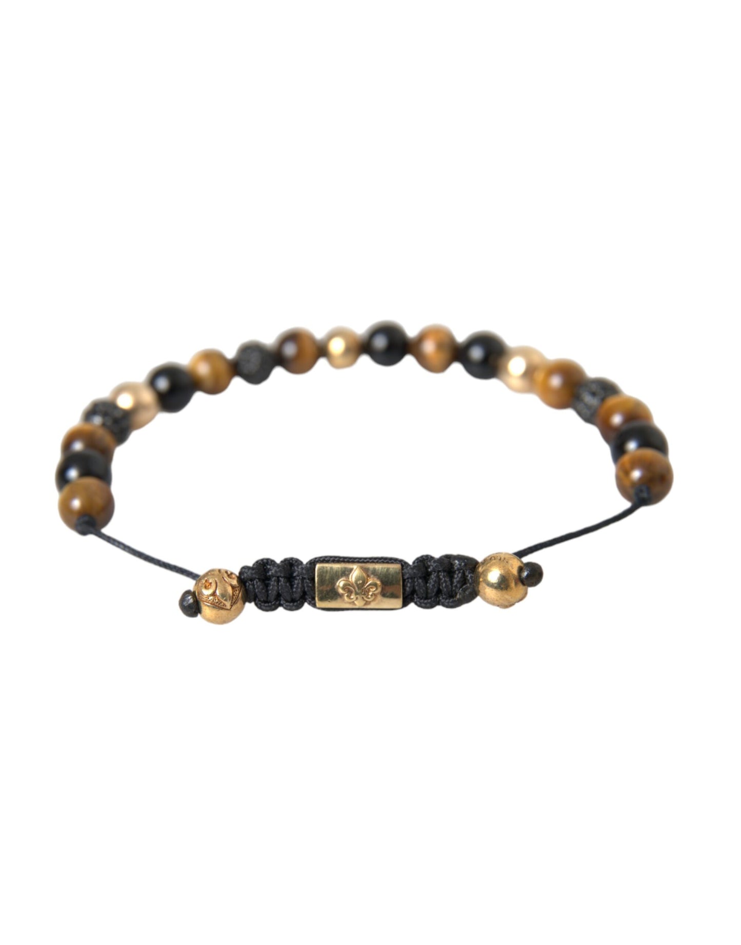 Pulsera de cobre con cuentas de piedra de ojo de tigre y bola de circonita cúbica Nialaya para hombre