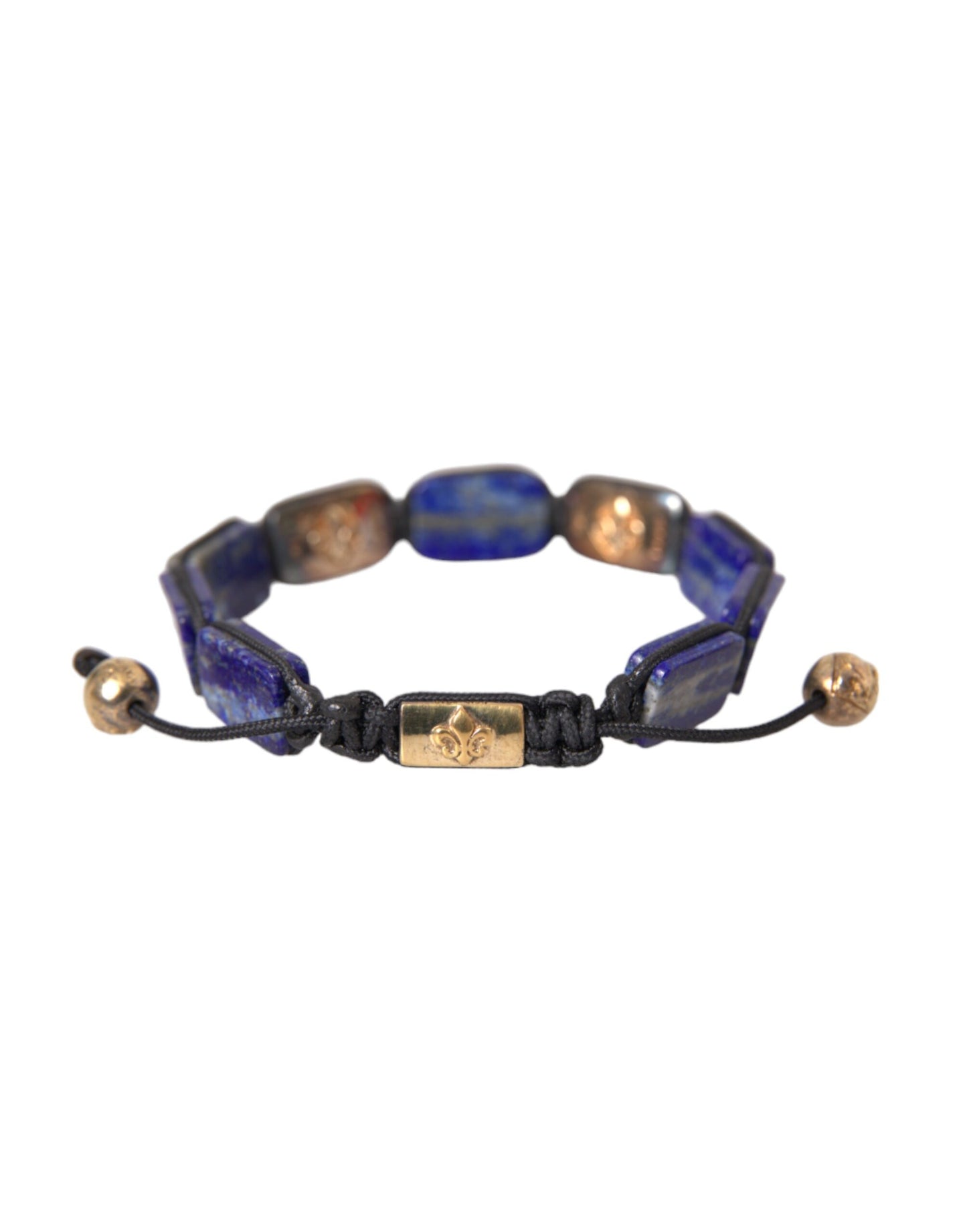 Pulsera Nialaya de cuentas planas de lapislázuli azul y circonita cúbica blanca 925 para hombre