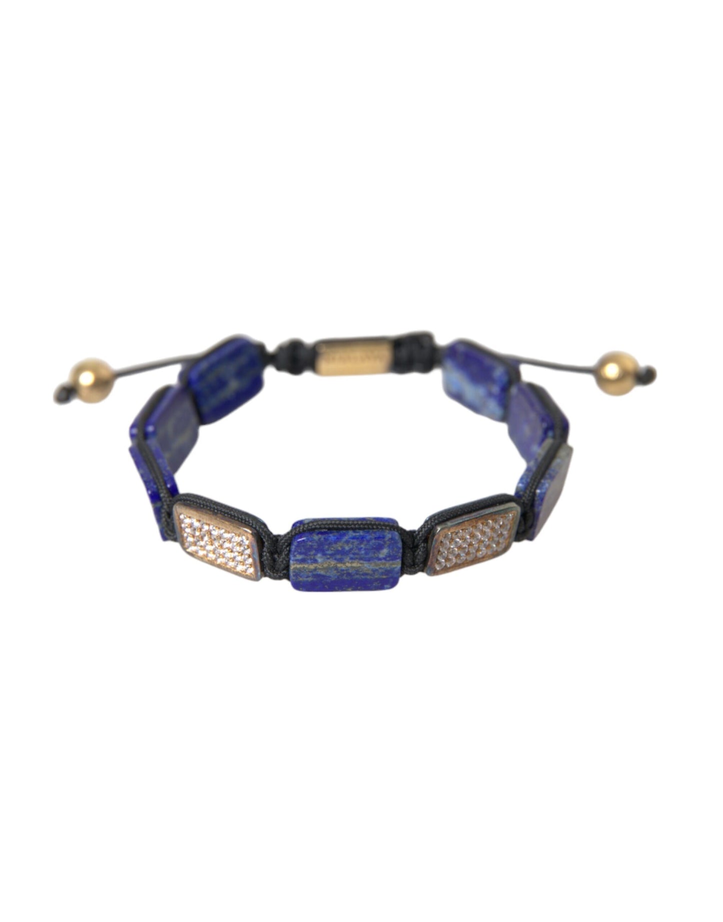 Pulsera Nialaya de cuentas planas de lapislázuli azul y circonita cúbica blanca 925 para hombre