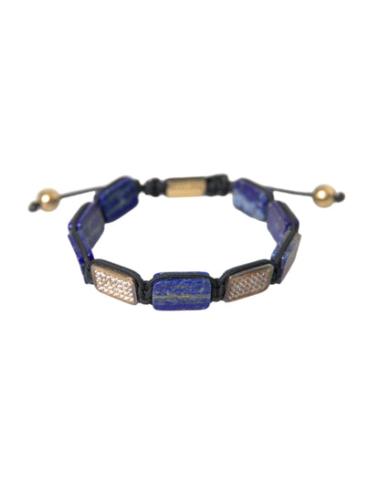 Pulsera Nialaya de cuentas planas de lapislázuli azul y circonita cúbica blanca 925 para hombre