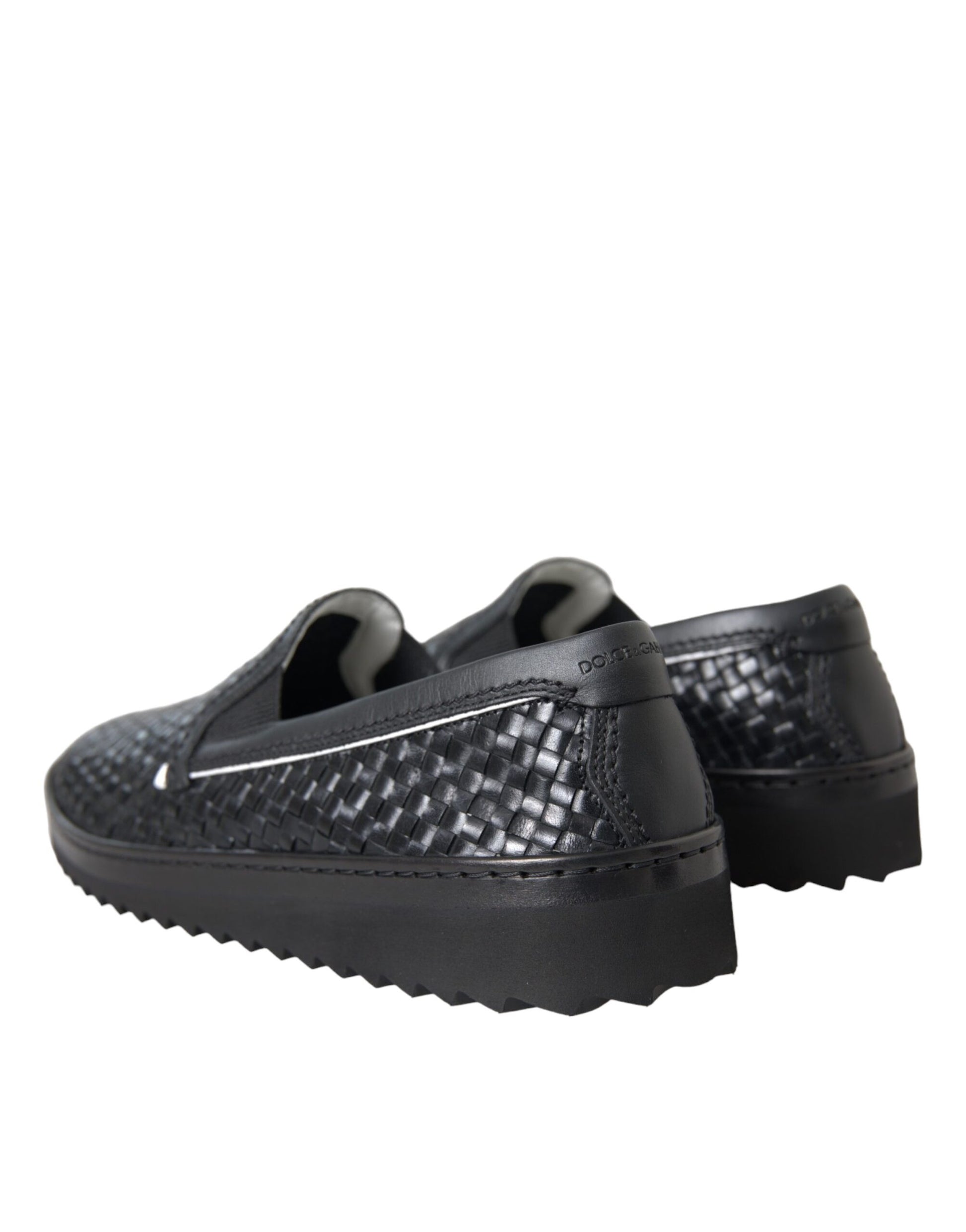 Mocasines de piel de búfalo tejida en negro de Dolce &amp; Gabbana para hombre