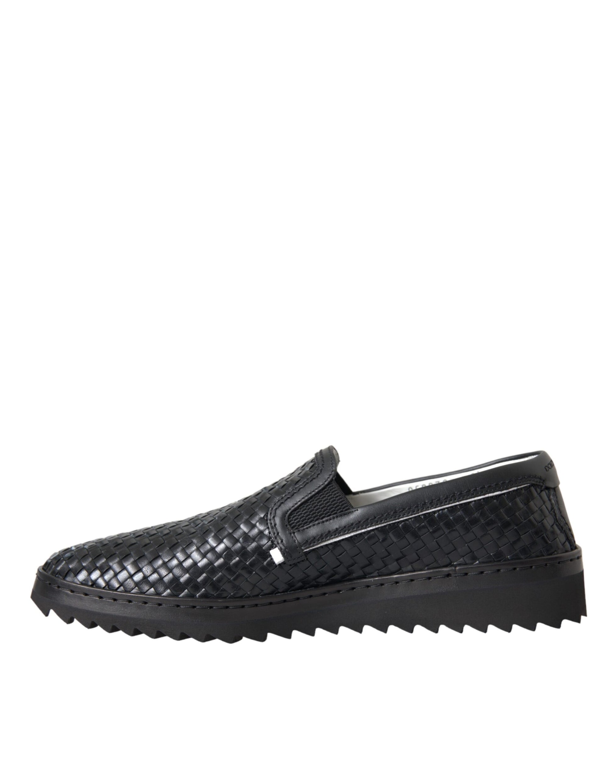 Mocasines de piel de búfalo tejida en negro de Dolce &amp; Gabbana para hombre