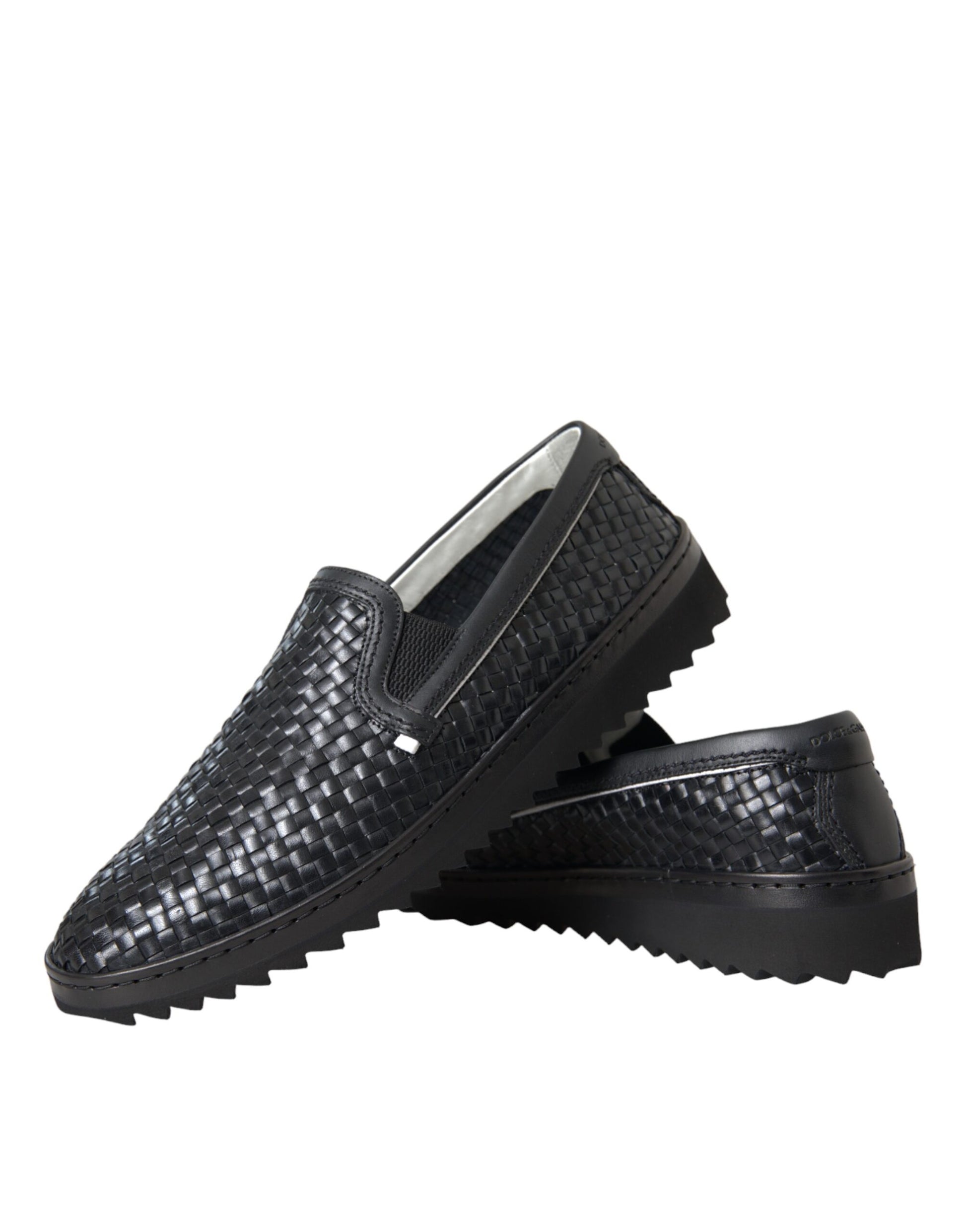 Mocasines de piel de búfalo tejida en negro de Dolce &amp; Gabbana para hombre