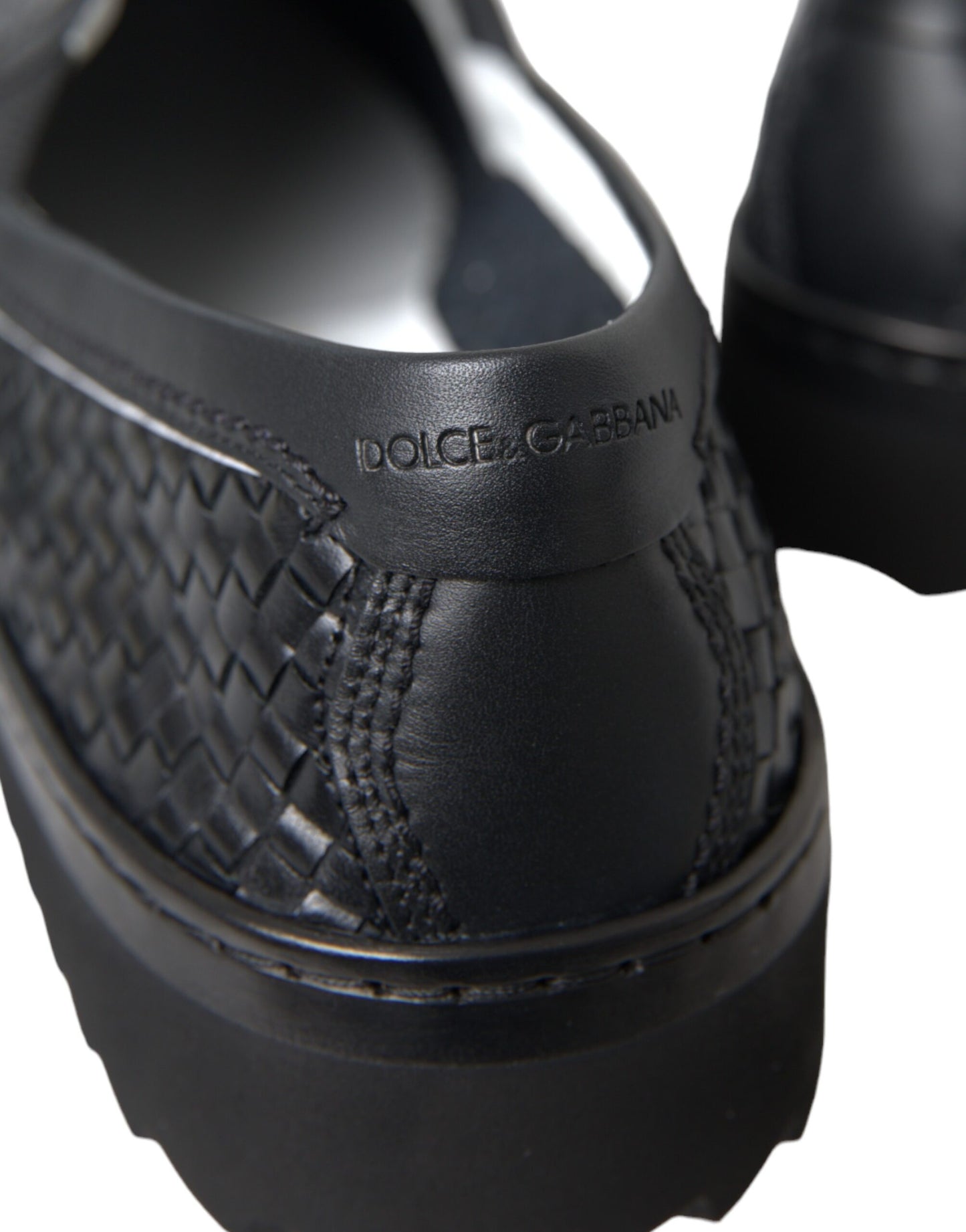 Mocasines de piel de búfalo tejida en negro de Dolce &amp; Gabbana para hombre