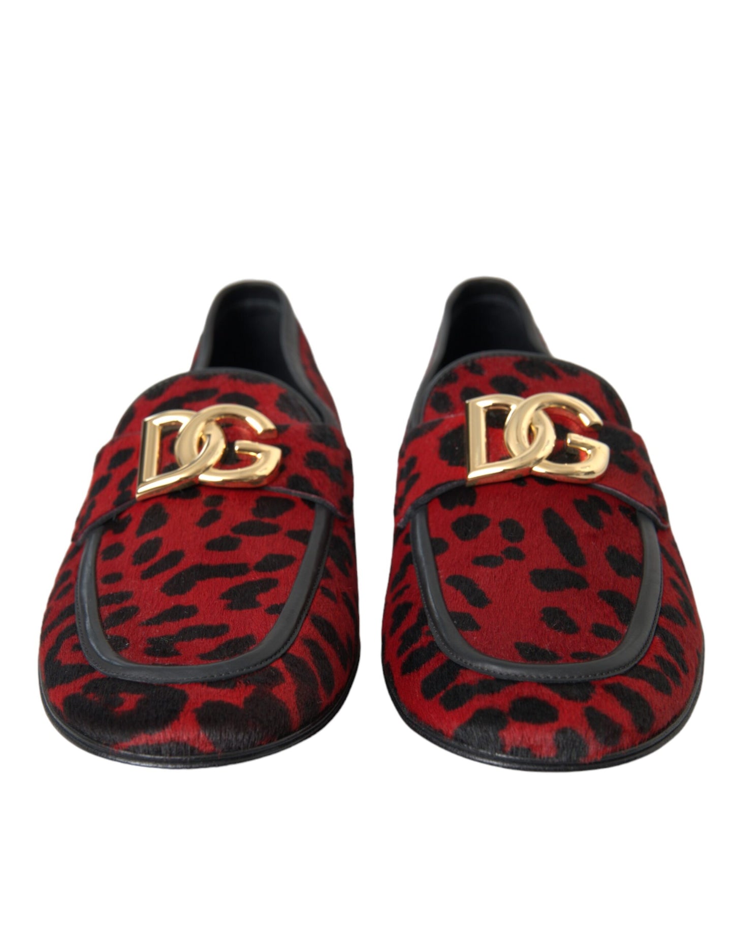 Mocasines de piel de leopardo en rojo y negro de Dolce &amp; Gabbana DG, zapatos formales para hombre