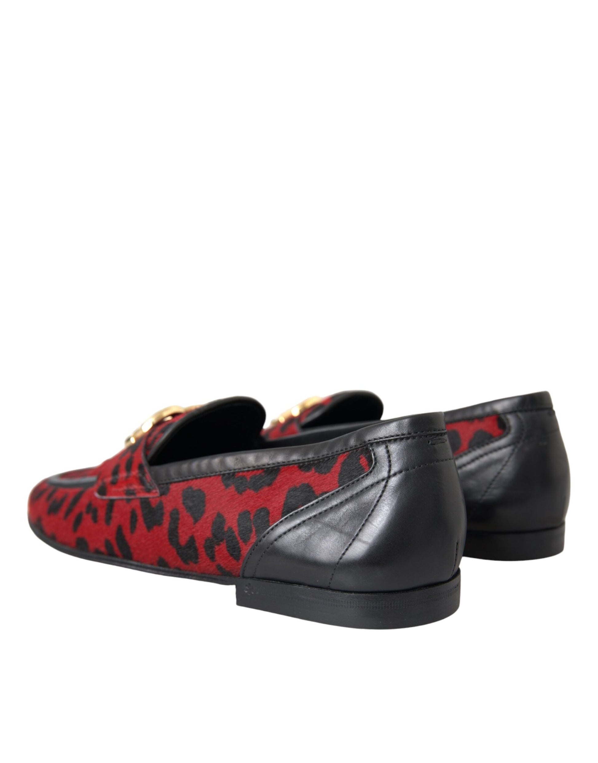 Mocasines de piel de leopardo en rojo y negro de Dolce &amp; Gabbana DG, zapatos formales para hombre