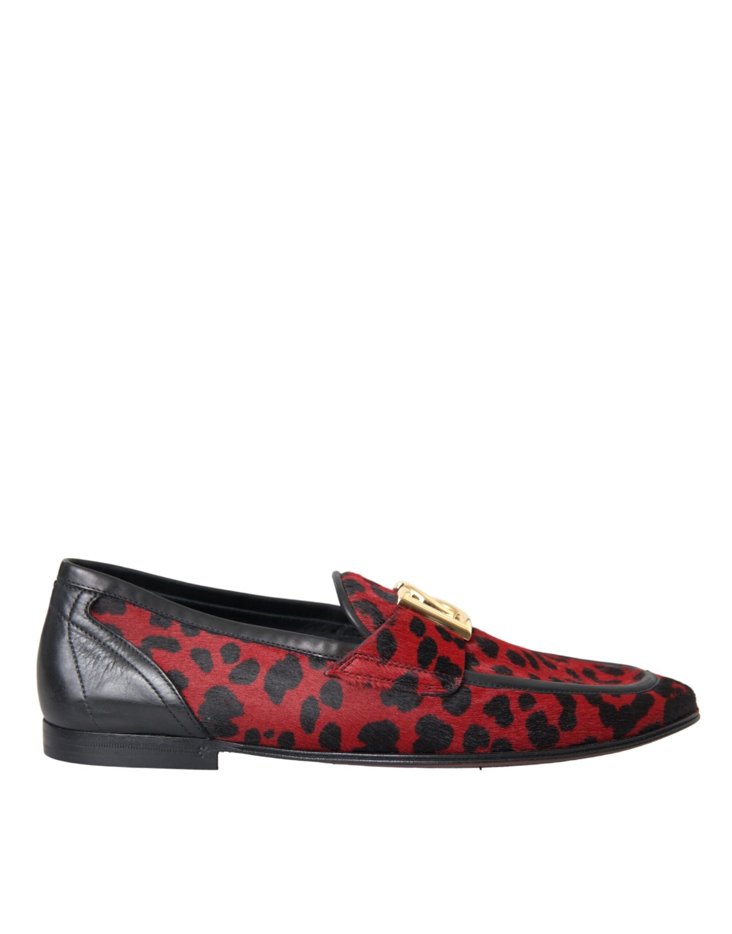 Mocasines de piel de leopardo en rojo y negro de Dolce &amp; Gabbana DG, zapatos formales para hombre