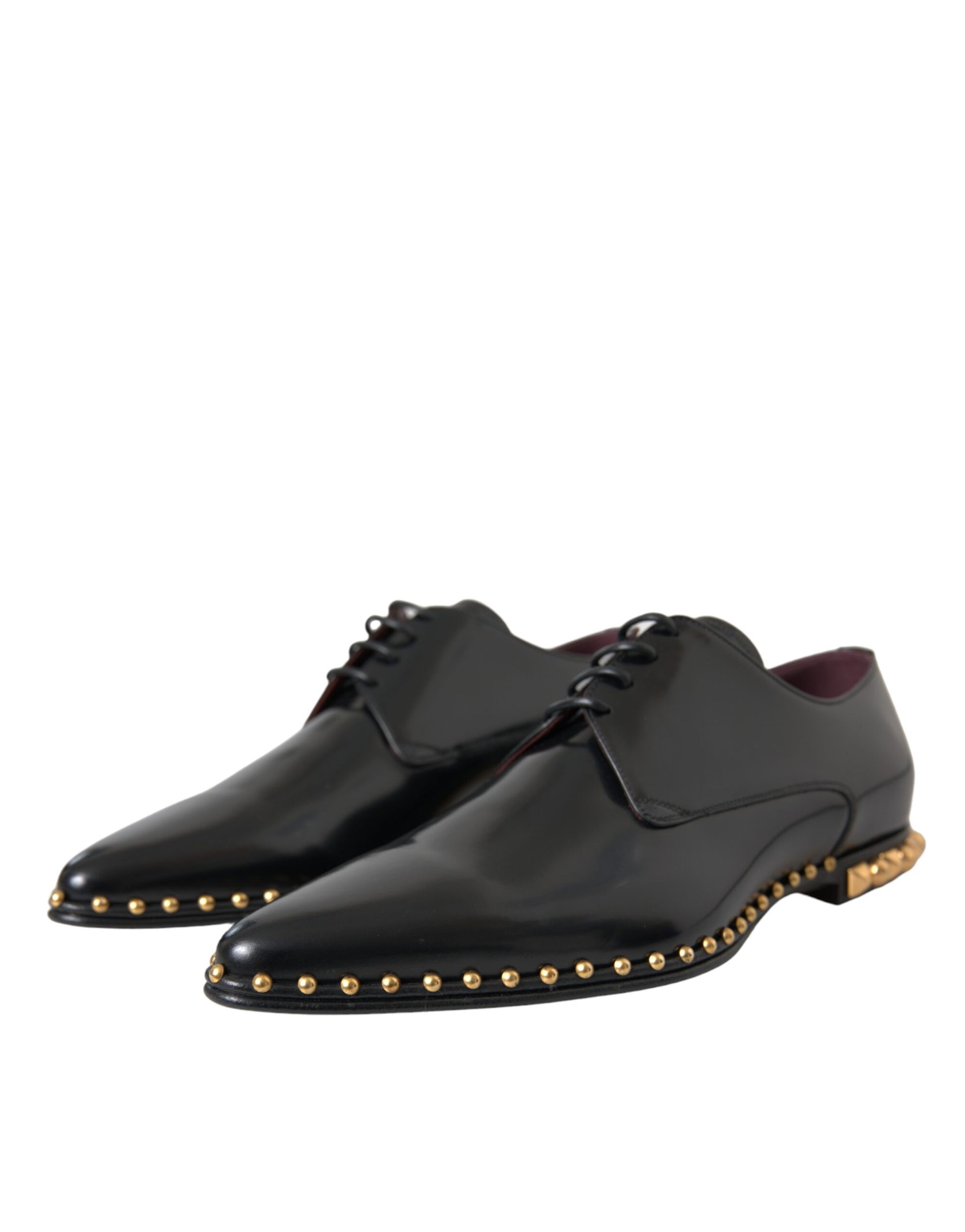 Zapatos de vestir Derby de cuero negro con tachuelas doradas de Dolce &amp; Gabbana