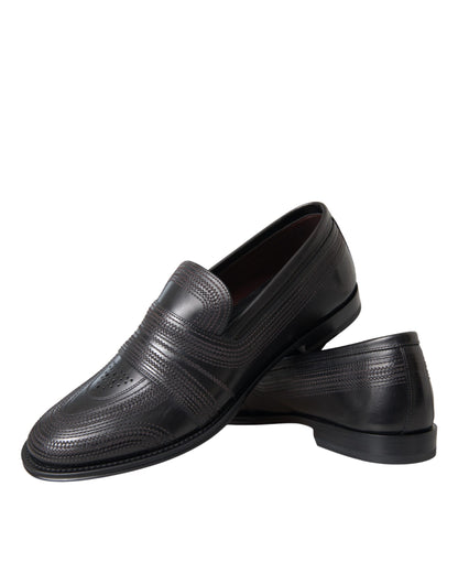 Dolce & Gabbana Black Brown Leather Loafer Men Dress Shoes