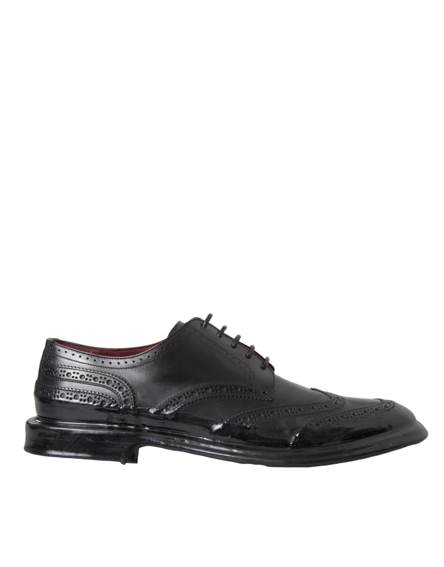 Dolce & Gabbana Black Leather Oxford Wingtip Formal Men Shoes