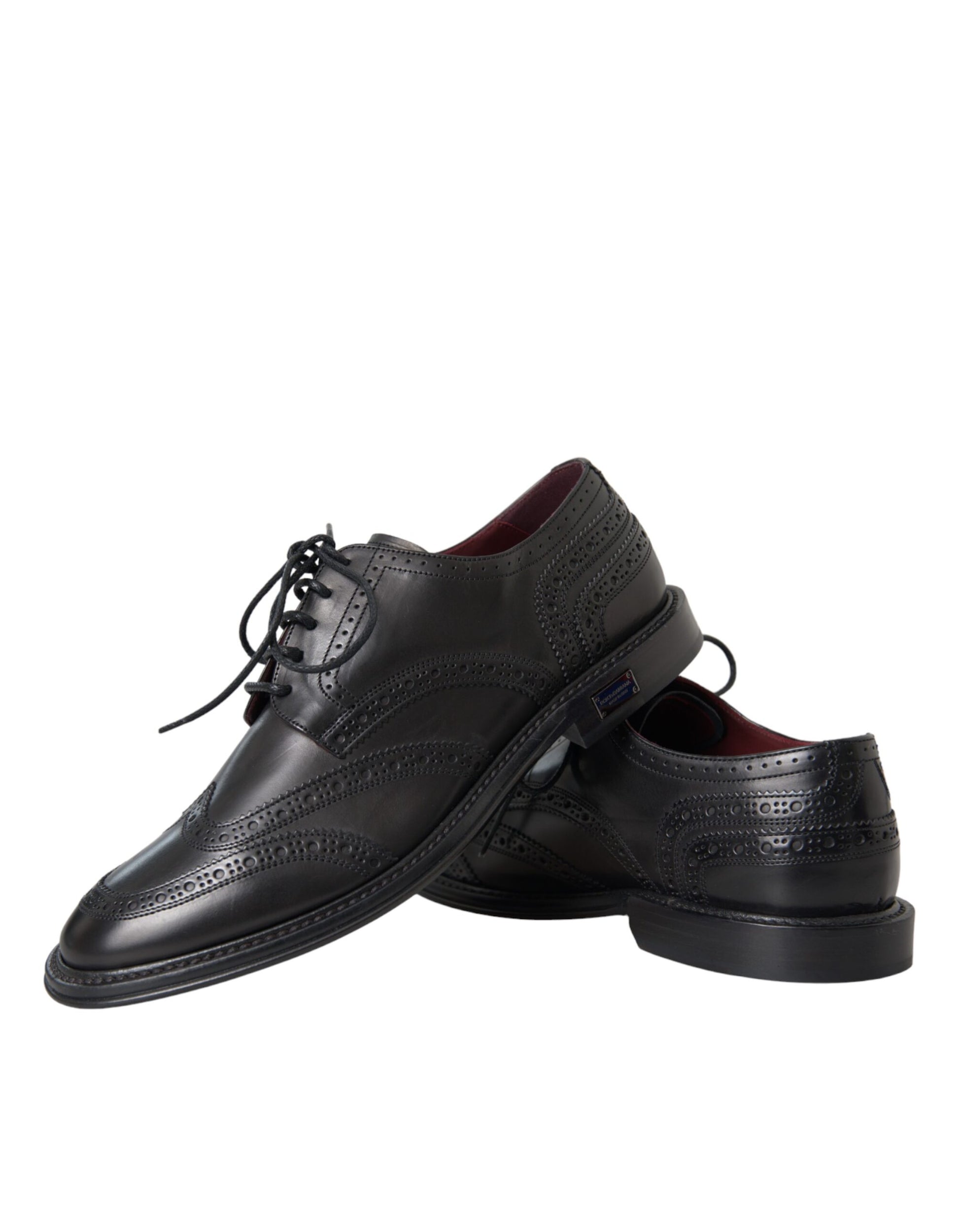 Zapatos formales de hombre con punta de ala Oxford de cuero negro de Dolce &amp; Gabbana