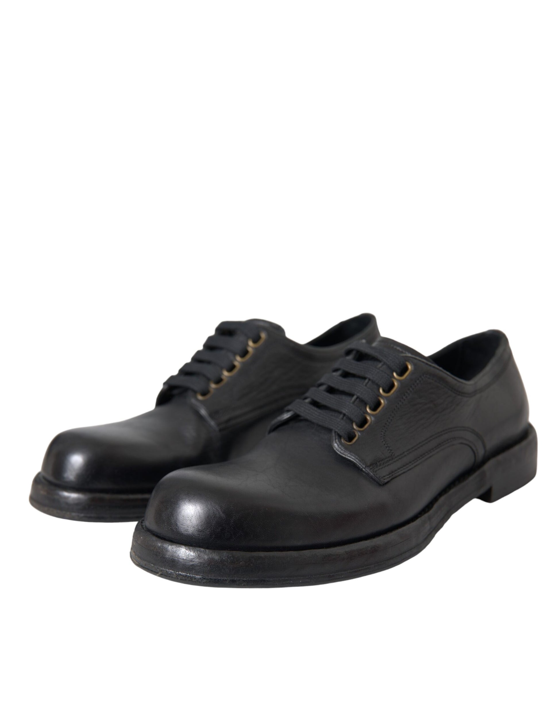 Zapatos de vestir Derby de piel de caballo negro de Dolce &amp; Gabbana para hombre