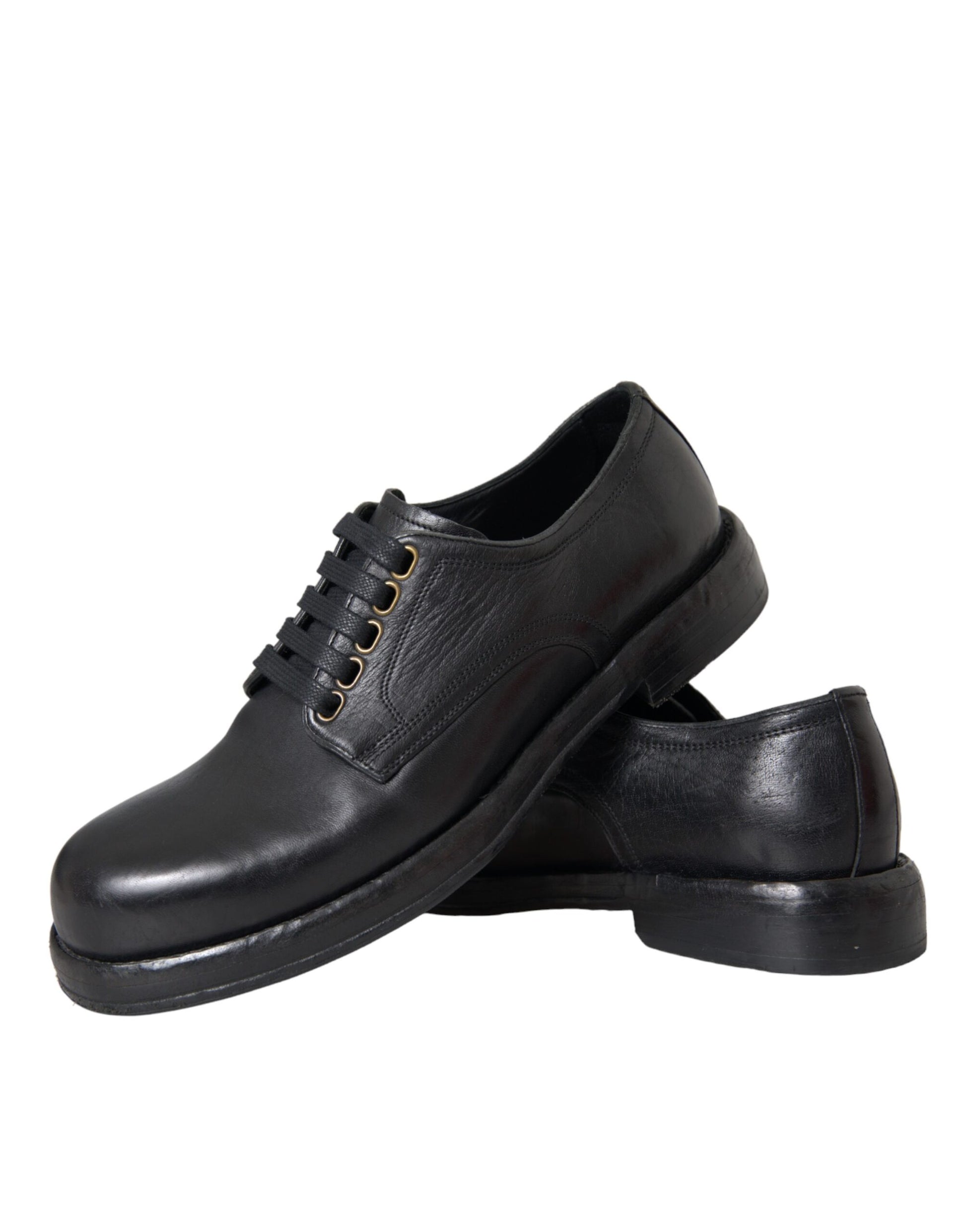 Zapatos de vestir Derby de piel de caballo negro de Dolce &amp; Gabbana para hombre