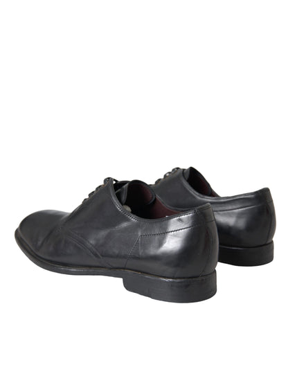 Zapatos de vestir formales Derby de cuero negro de Dolce &amp; Gabbana para hombre