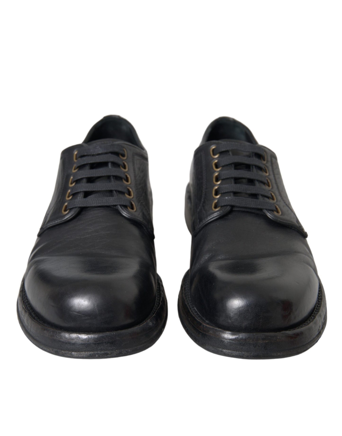 Zapatos de vestir Derby de piel de caballo negro de Dolce &amp; Gabbana para hombre