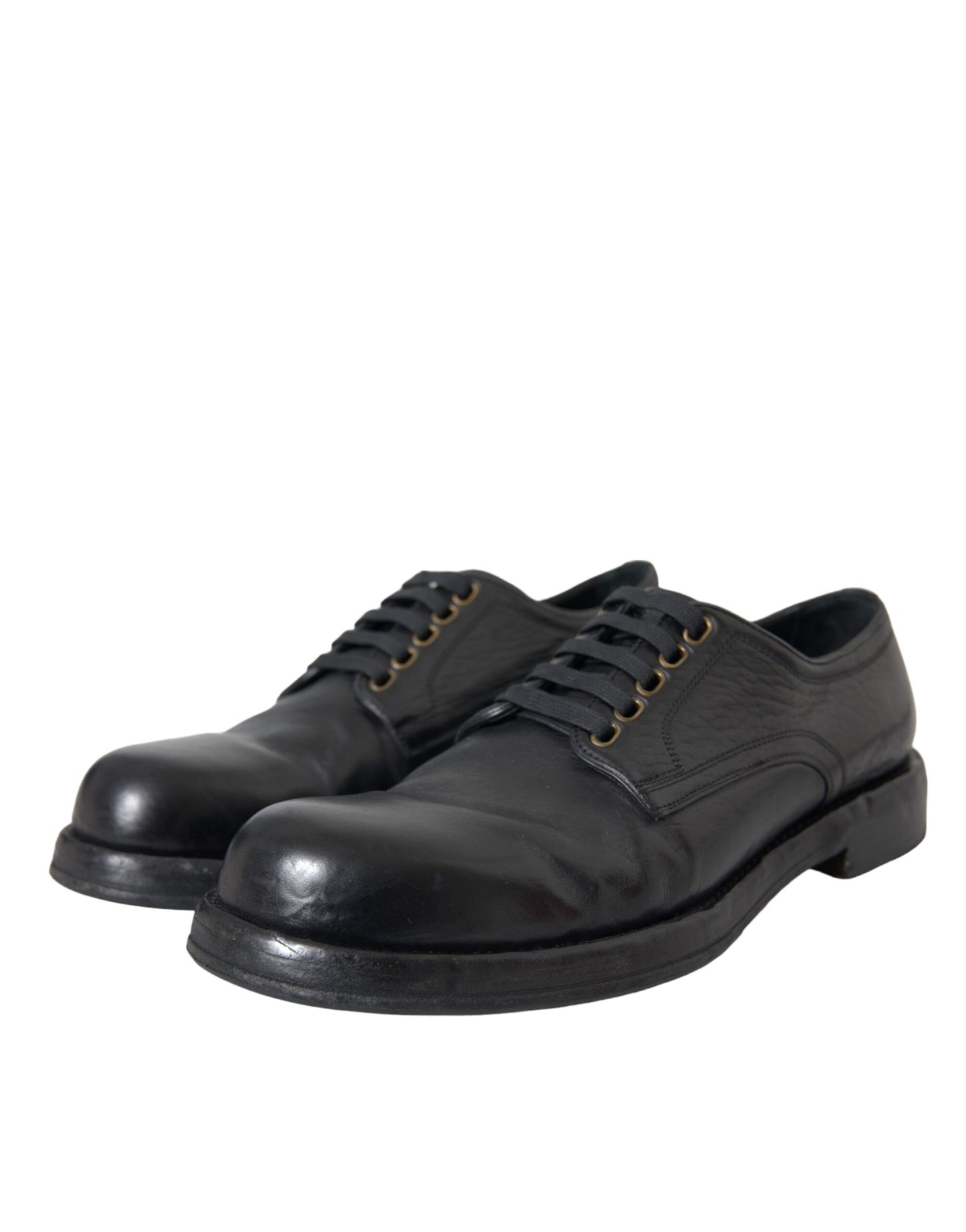 Zapatos de vestir Derby de piel de caballo negro de Dolce &amp; Gabbana para hombre