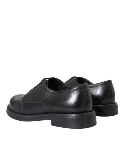 Zapatos de vestir Derby de piel de caballo negro de Dolce &amp; Gabbana para hombre