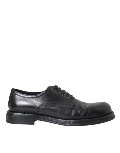 Zapatos de vestir Derby de piel de caballo negro de Dolce &amp; Gabbana para hombre