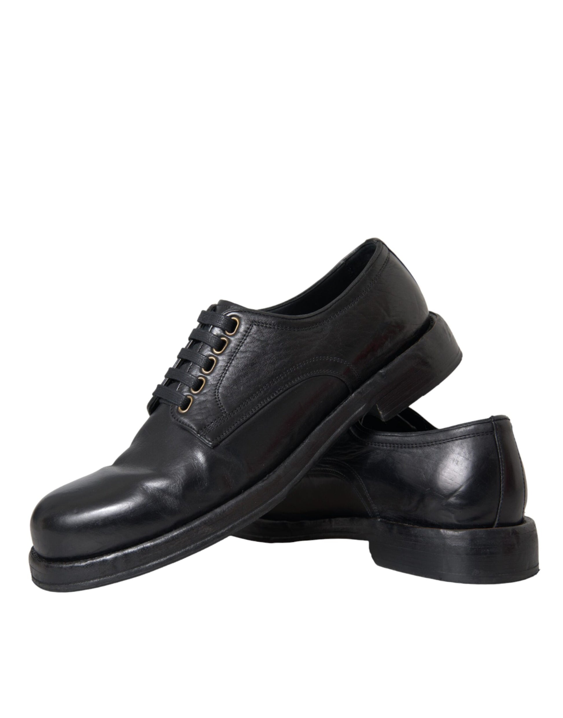 Zapatos de vestir Derby de piel de caballo negro de Dolce &amp; Gabbana para hombre