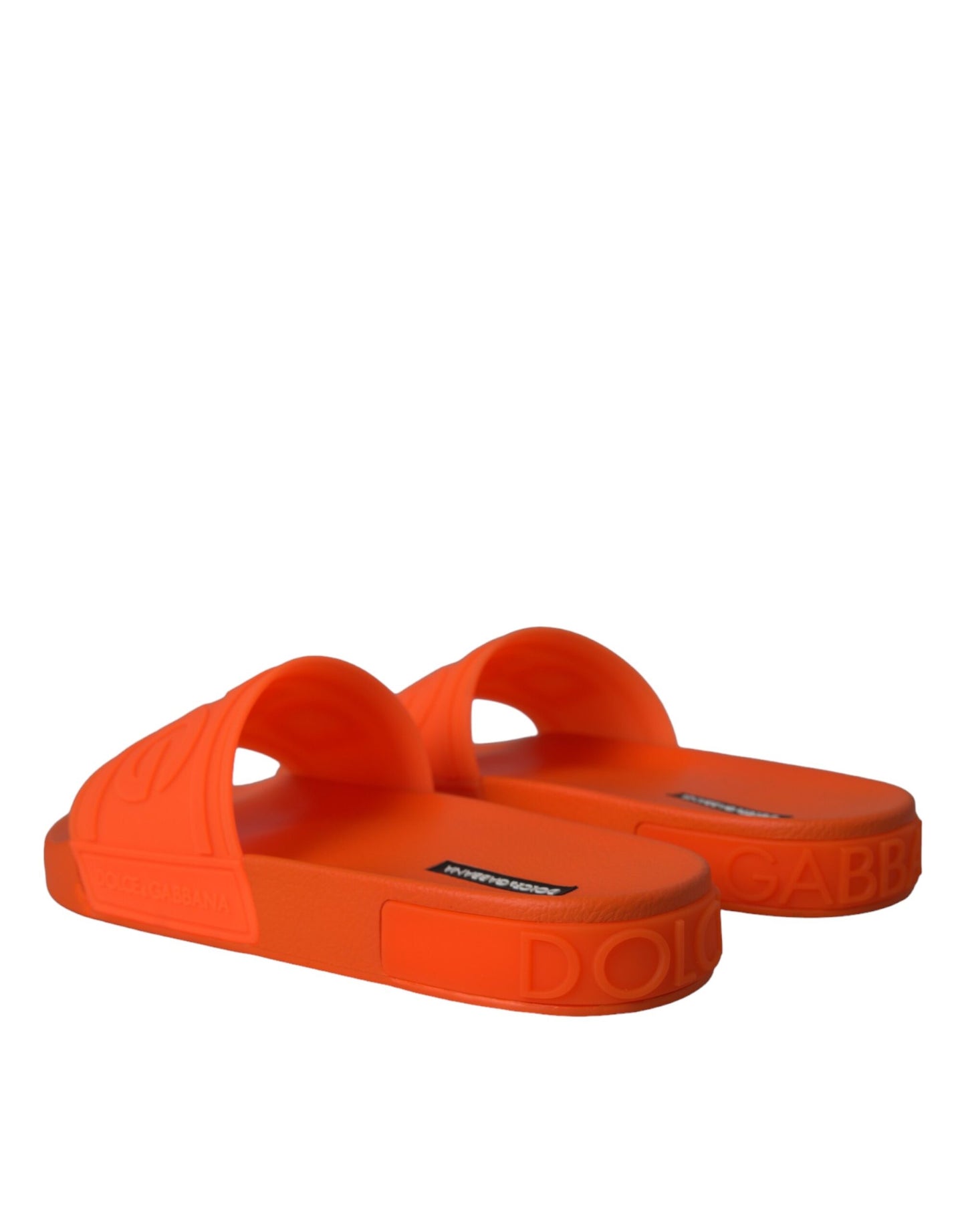 Dolce & Gabbana Orange Rubber Slides Sandals Beachwear Shoes