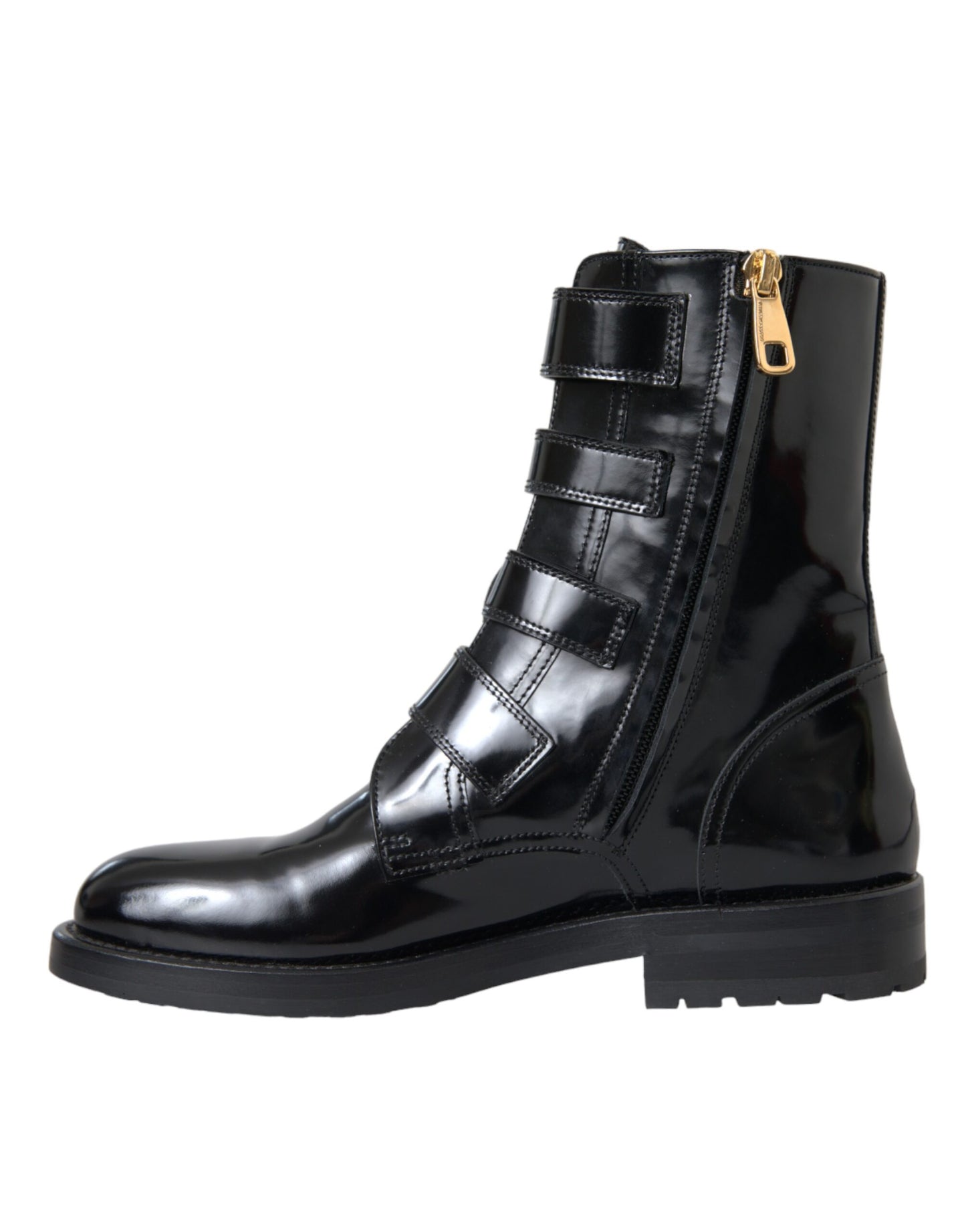 Botas y zapatos de piel negra con hebillas de cristal de Dolce &amp; Gabbana