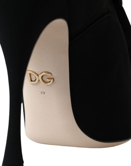 Dolce & Gabbana Black Stiletto Heels Mid Calf Boots Shoes