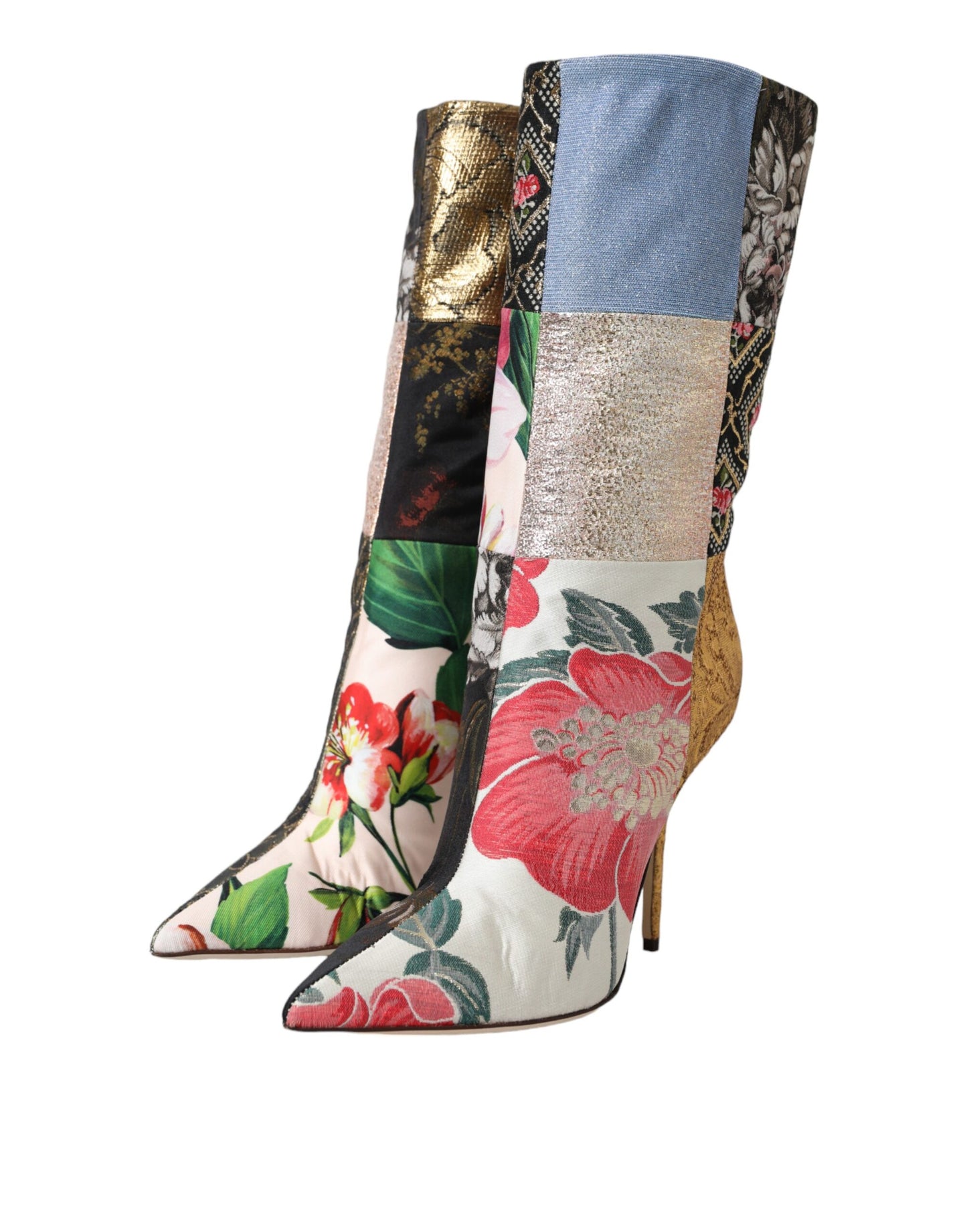 Botas de tacón con estampado de patchwork multicolor de Dolce &amp; Gabbana