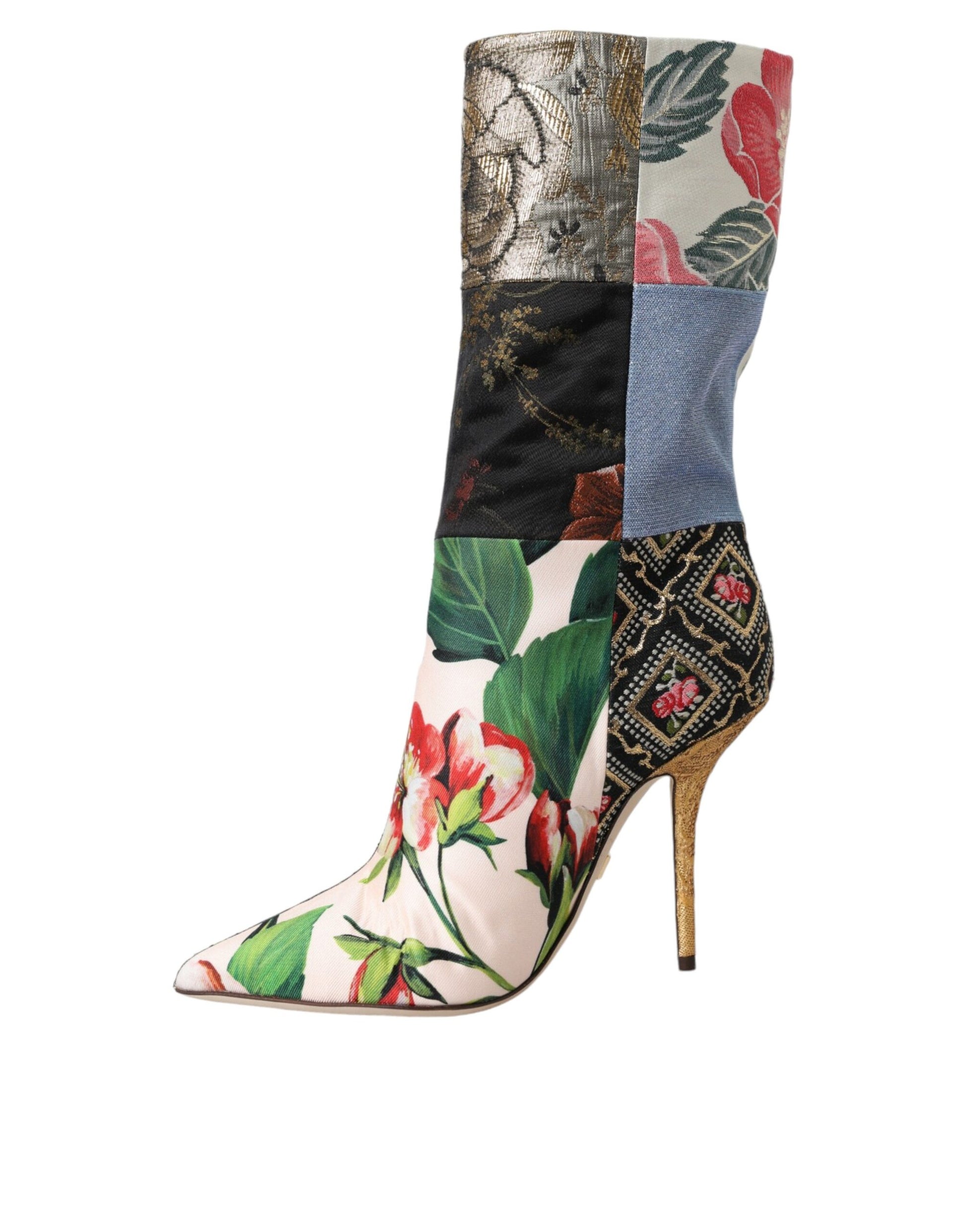 Botas de tacón con estampado de patchwork multicolor de Dolce &amp; Gabbana