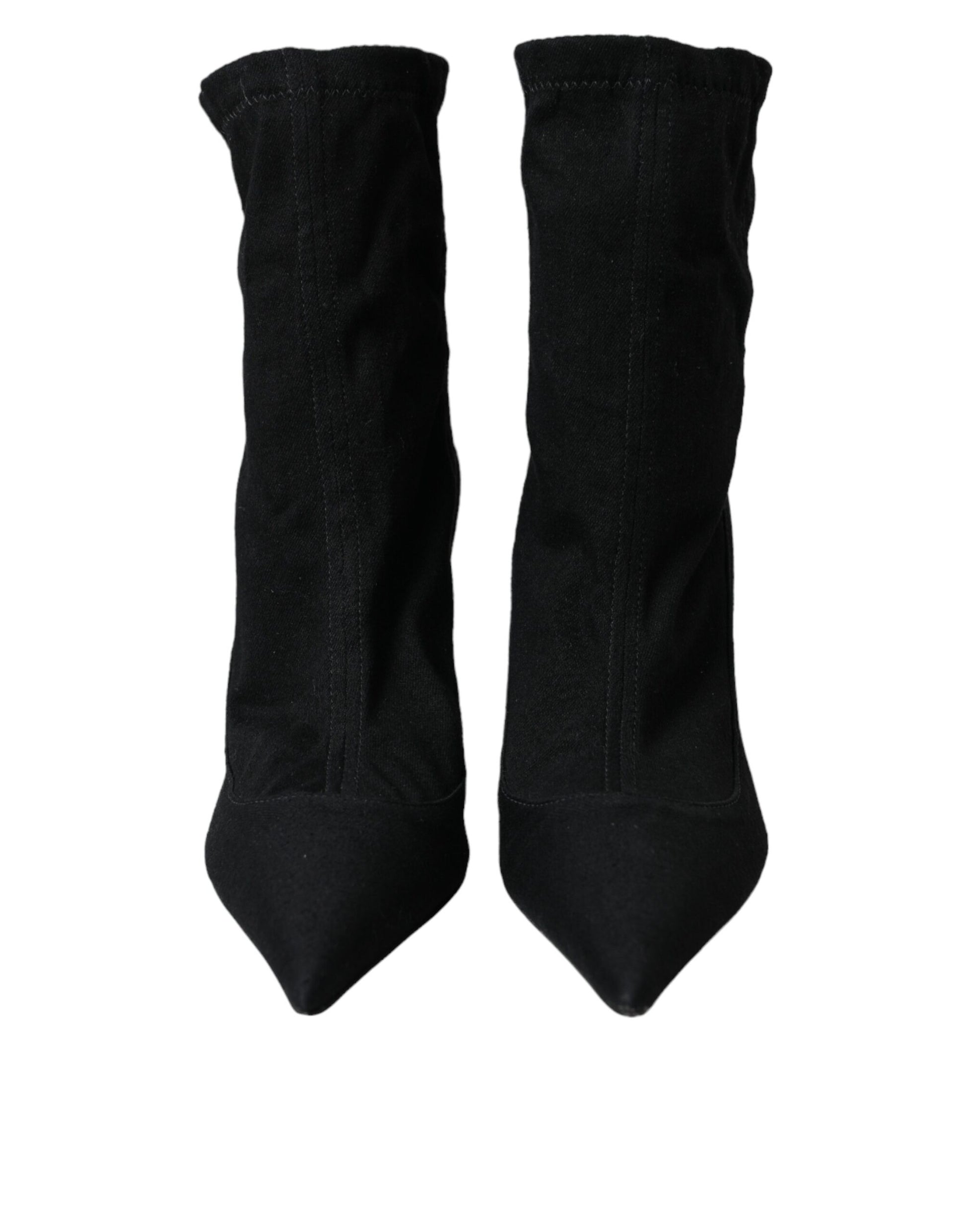 Zapatos de tacón de aguja negros con botines de mezclilla de Dolce &amp; Gabbana