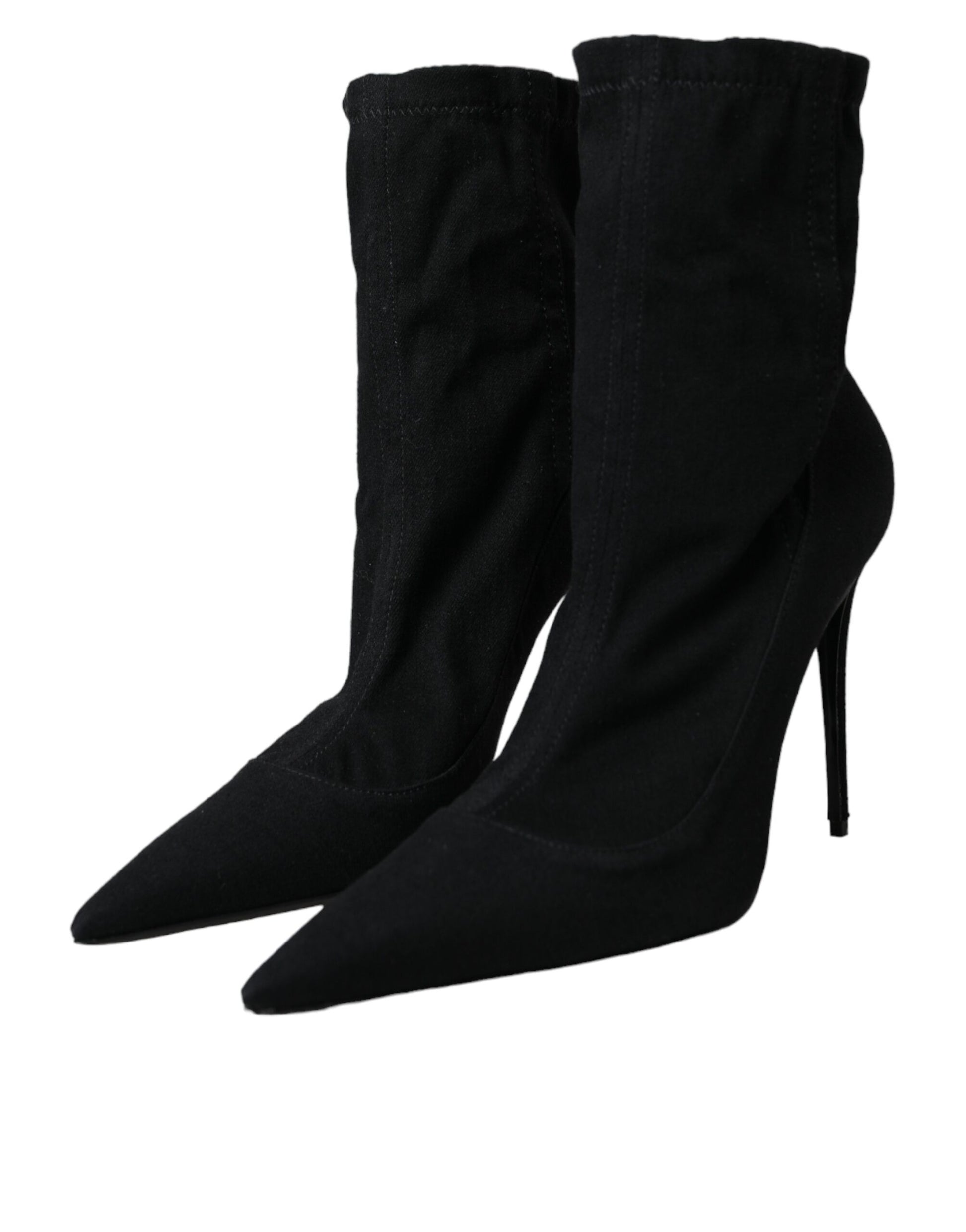 Zapatos de tacón de aguja negros con botines de mezclilla de Dolce &amp; Gabbana