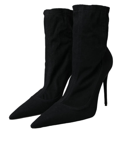 Zapatos de tacón de aguja negros con botines de mezclilla de Dolce &amp; Gabbana