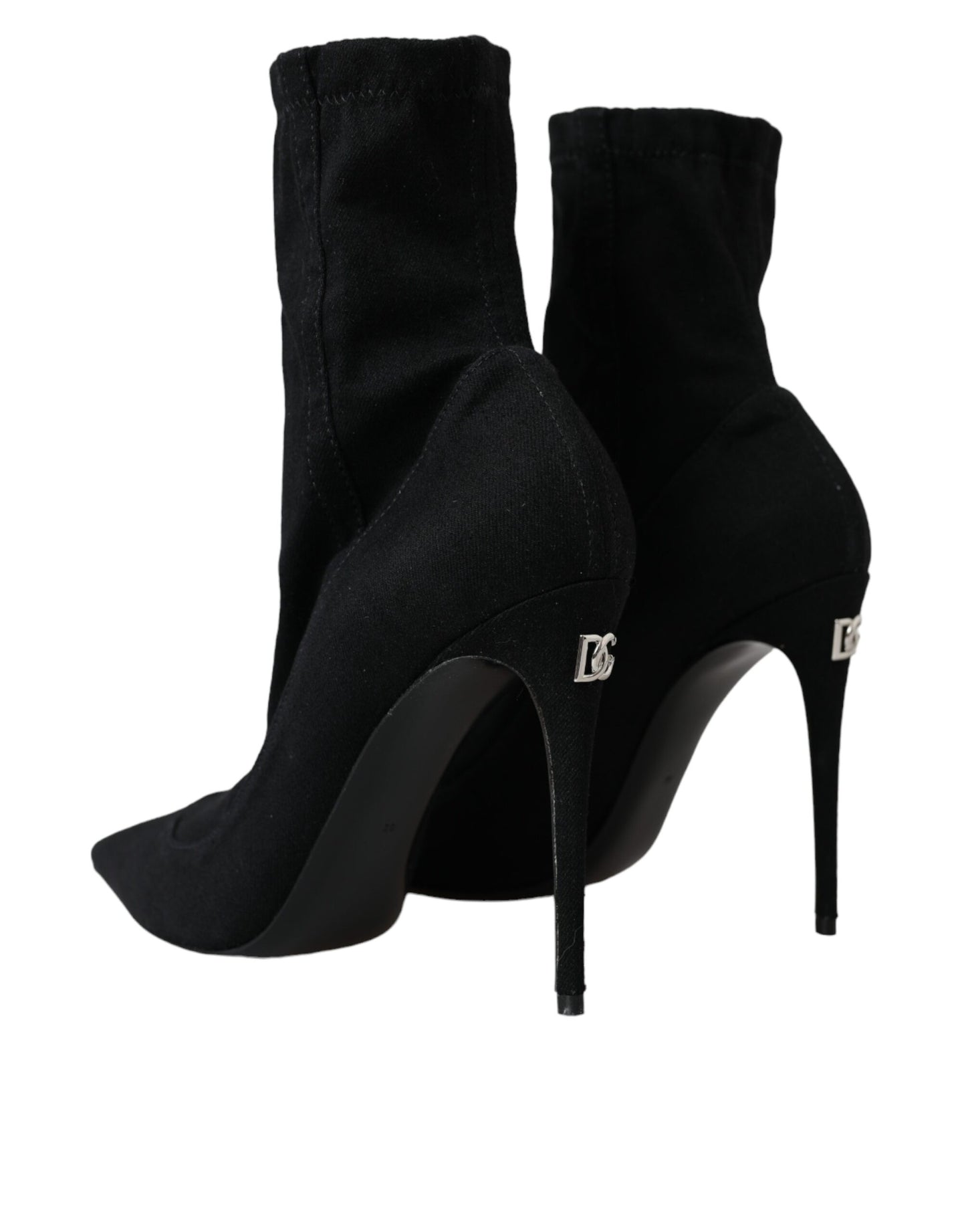 Zapatos de tacón de aguja negros con botines de mezclilla de Dolce &amp; Gabbana