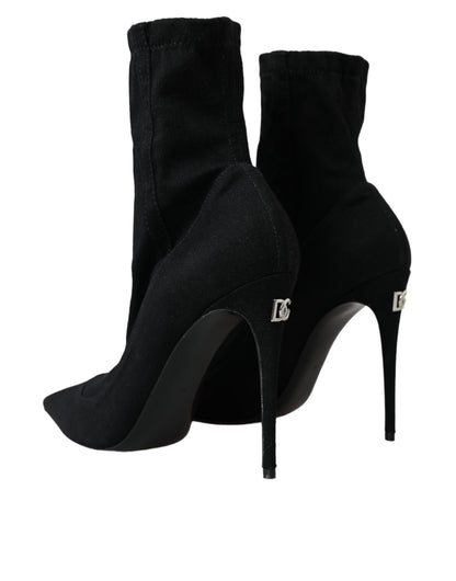 Zapatos de tacón de aguja negros con botines de mezclilla de Dolce &amp; Gabbana