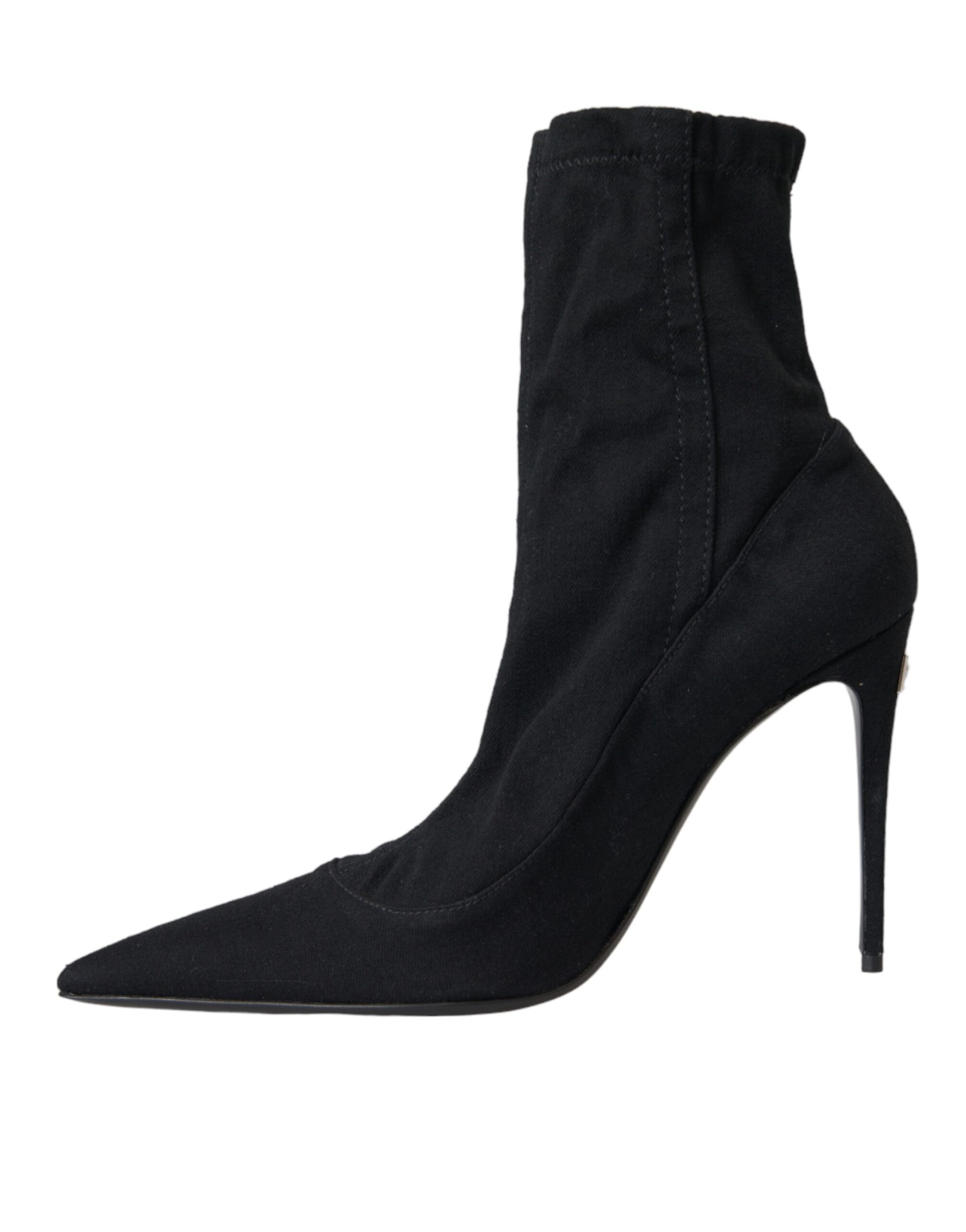 Zapatos de tacón de aguja negros con botines de mezclilla de Dolce &amp; Gabbana