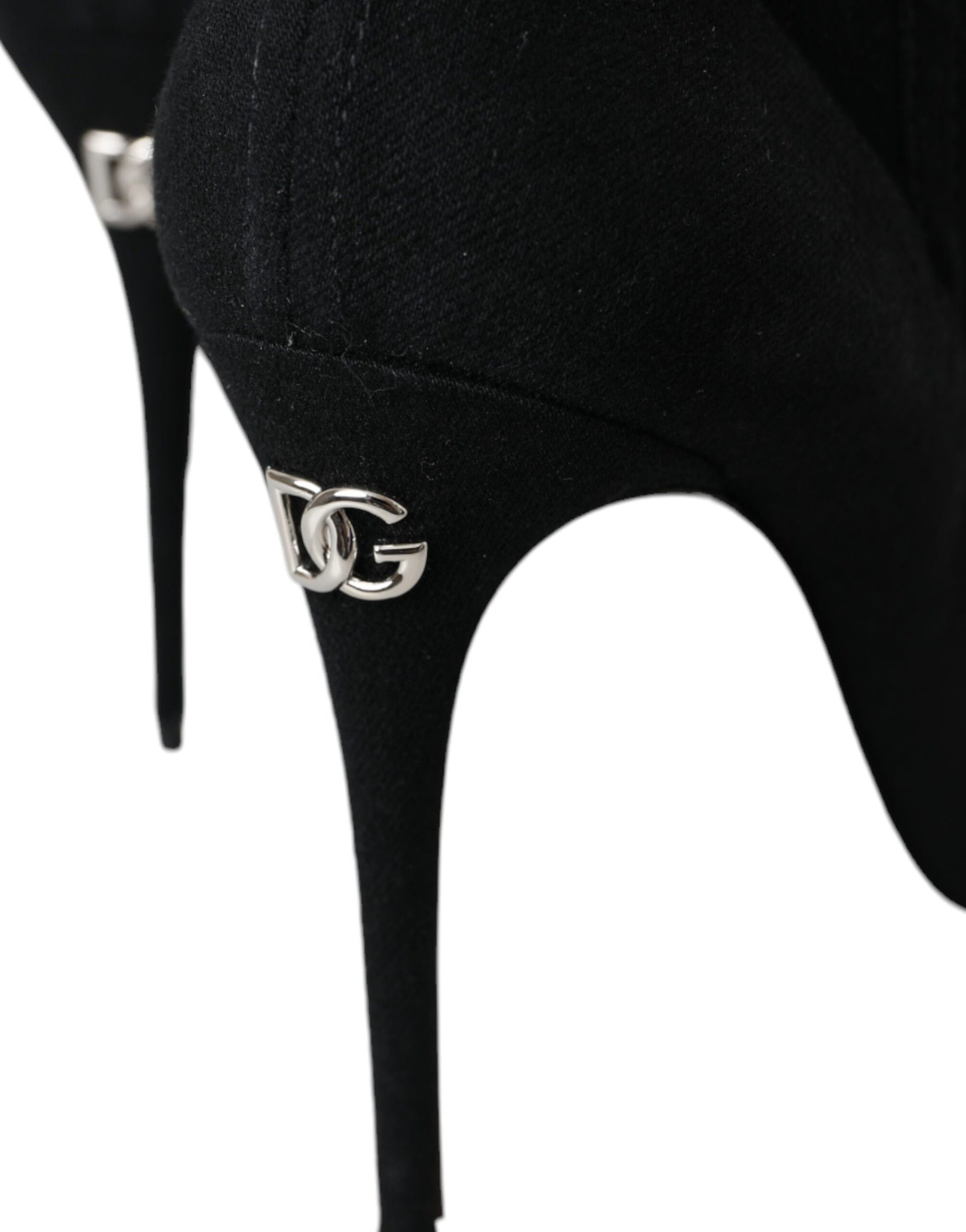 Zapatos de tacón de aguja negros con botines de mezclilla de Dolce &amp; Gabbana