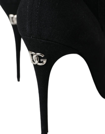 Zapatos de tacón de aguja negros con botines de mezclilla de Dolce &amp; Gabbana