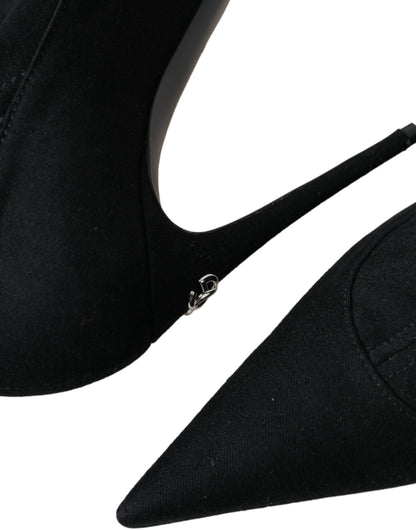 Zapatos de tacón de aguja negros con botines de mezclilla de Dolce &amp; Gabbana