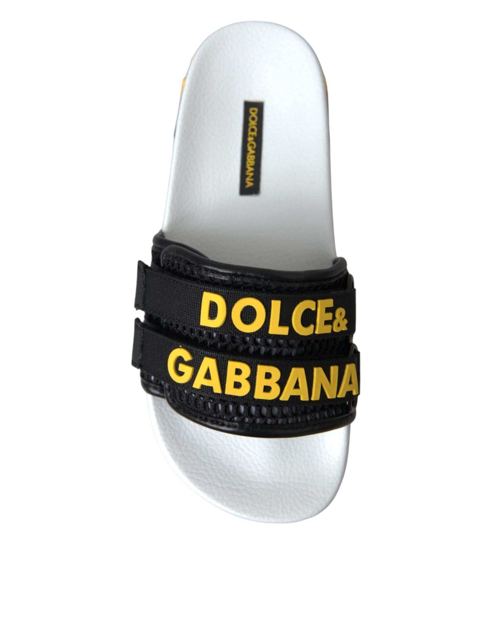 Sandalias planas y zapatos de playa con logo en blanco y negro de Dolce &amp; Gabbana