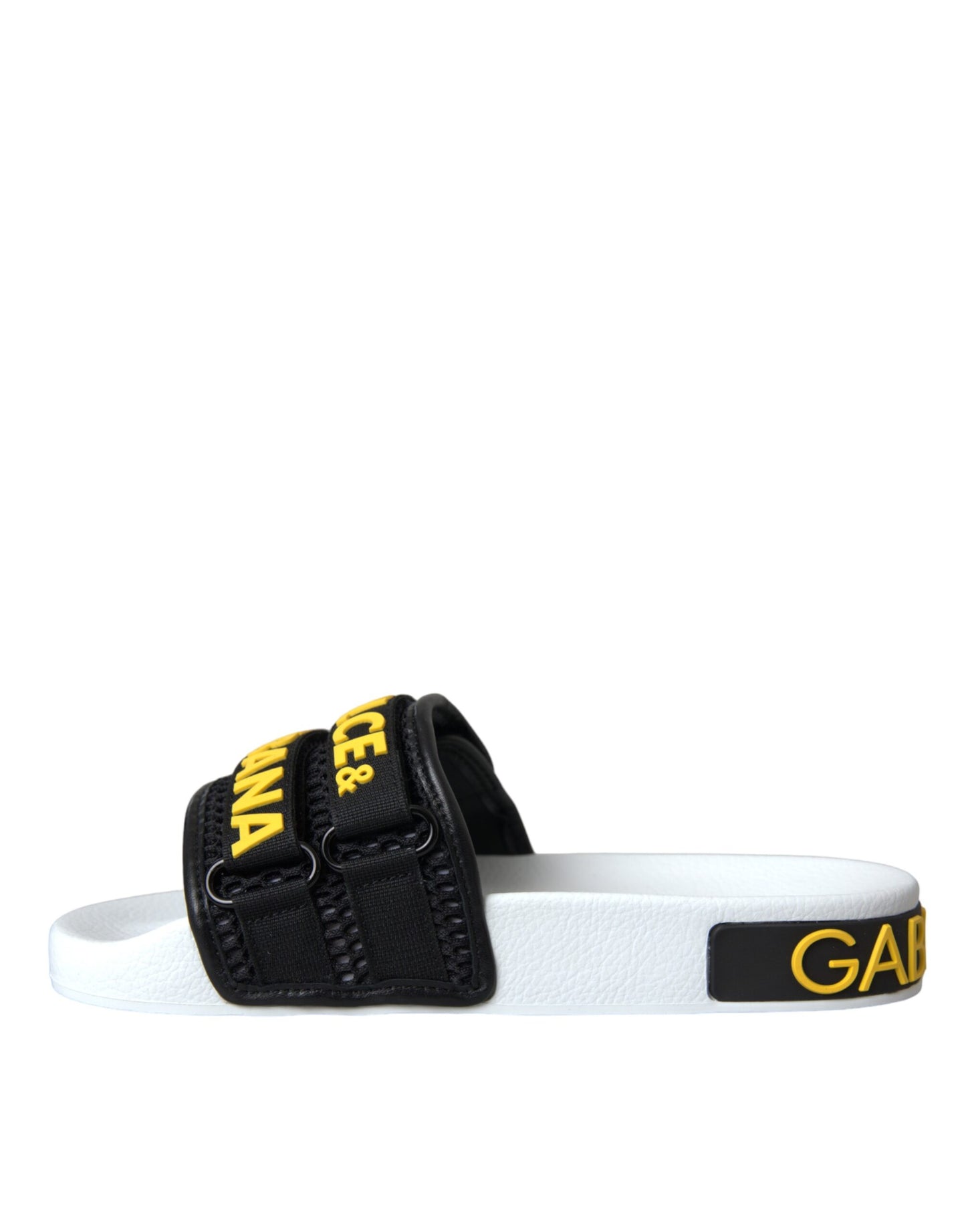 Sandalias planas y zapatos de playa con logo en blanco y negro de Dolce &amp; Gabbana