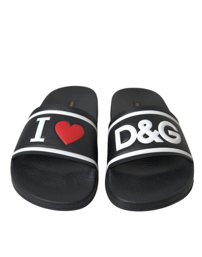 Sandalias y chanclas de cuero negro I Love D&amp;G de Dolce &amp; Gabbana