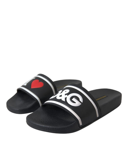 Sandalias y chanclas de cuero negro I Love D&amp;G de Dolce &amp; Gabbana