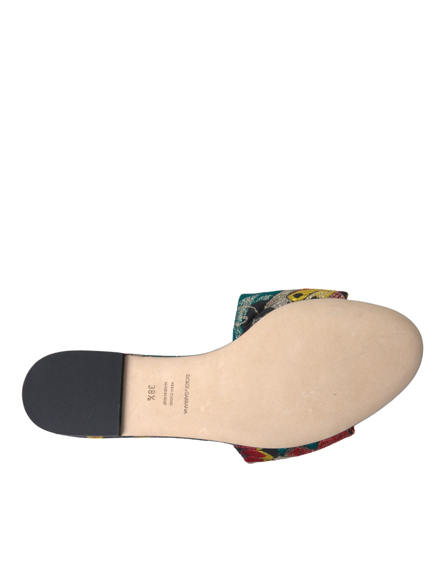 Sandalias planas con logo y brocado floral multicolor de Dolce &amp; Gabbana